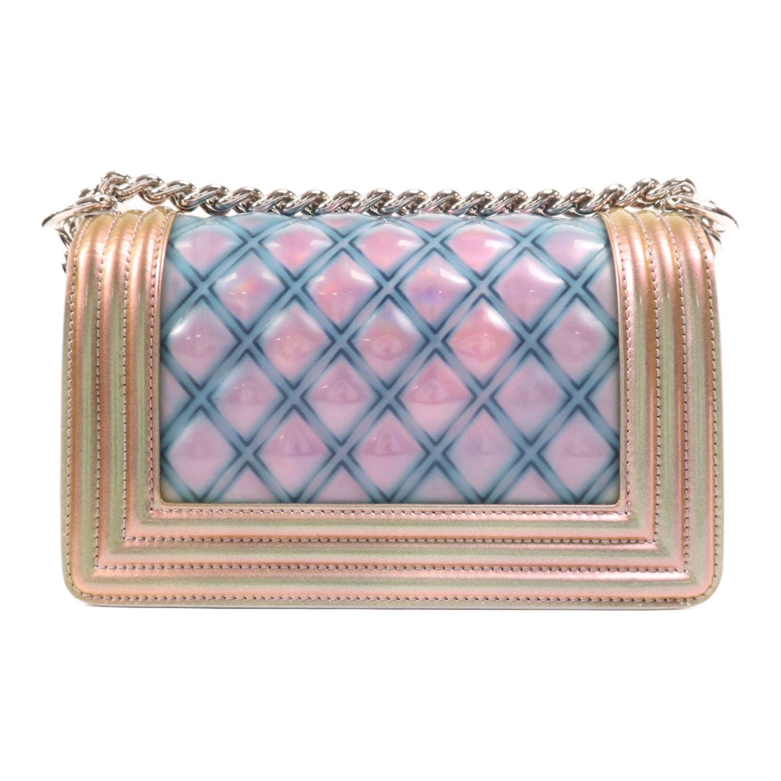 CHANEL 漆皮皮革Boy 20銀扣肩背袋