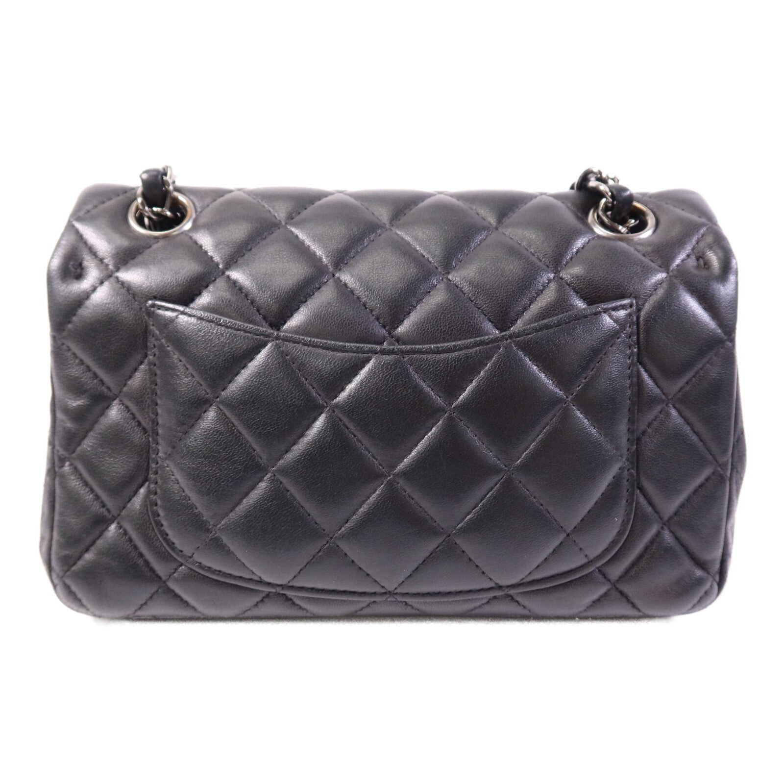 CHANEL 羊皮皮革Mini Classic 20銀扣鏈帶肩背袋