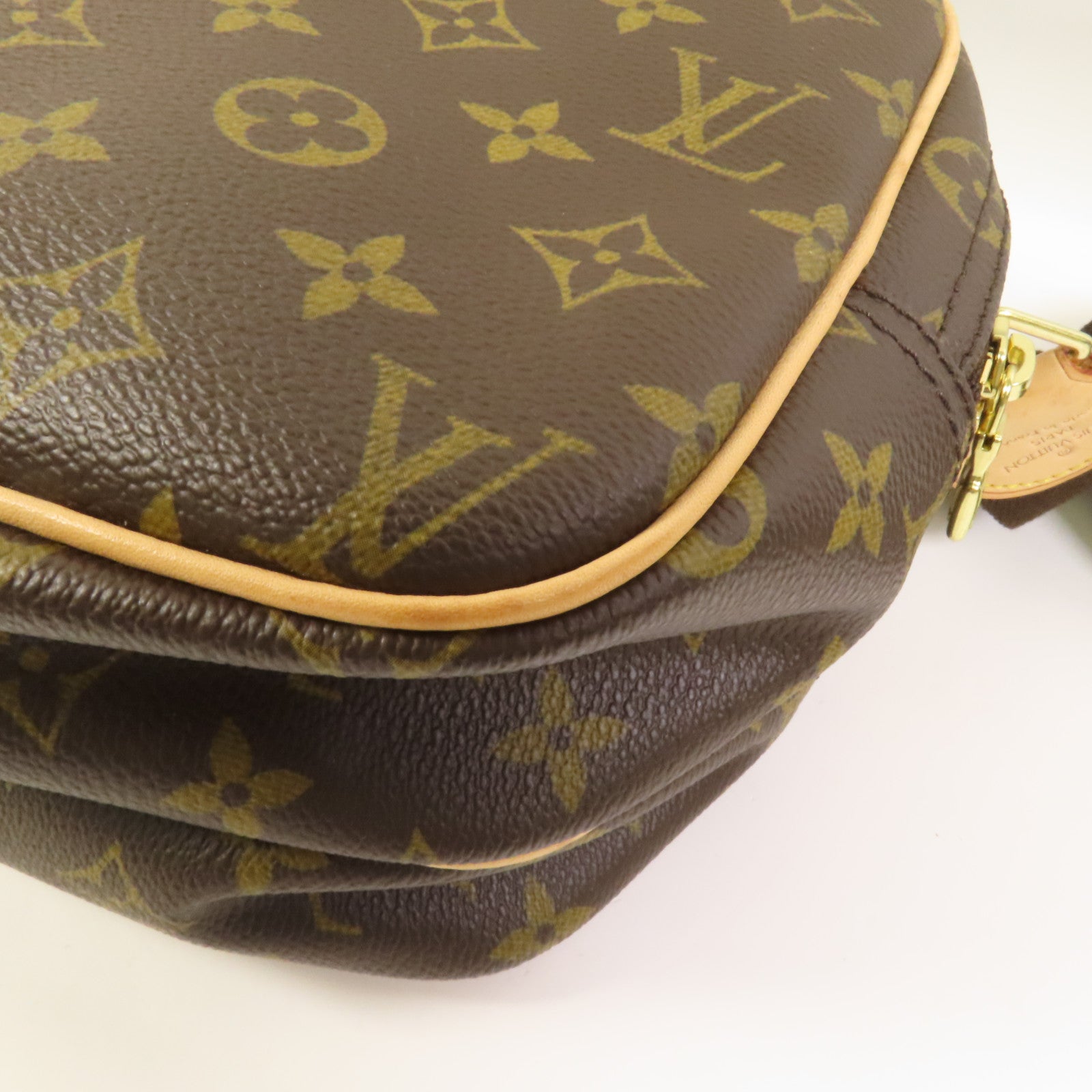 LOUIS VUITTON Monogram Reporter PM金扣肩背袋棕色