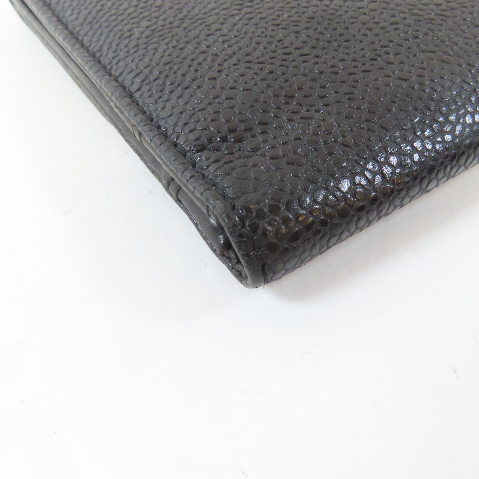 CHANEL Caviar皮革Trifold Wallet金扣錢包黑色