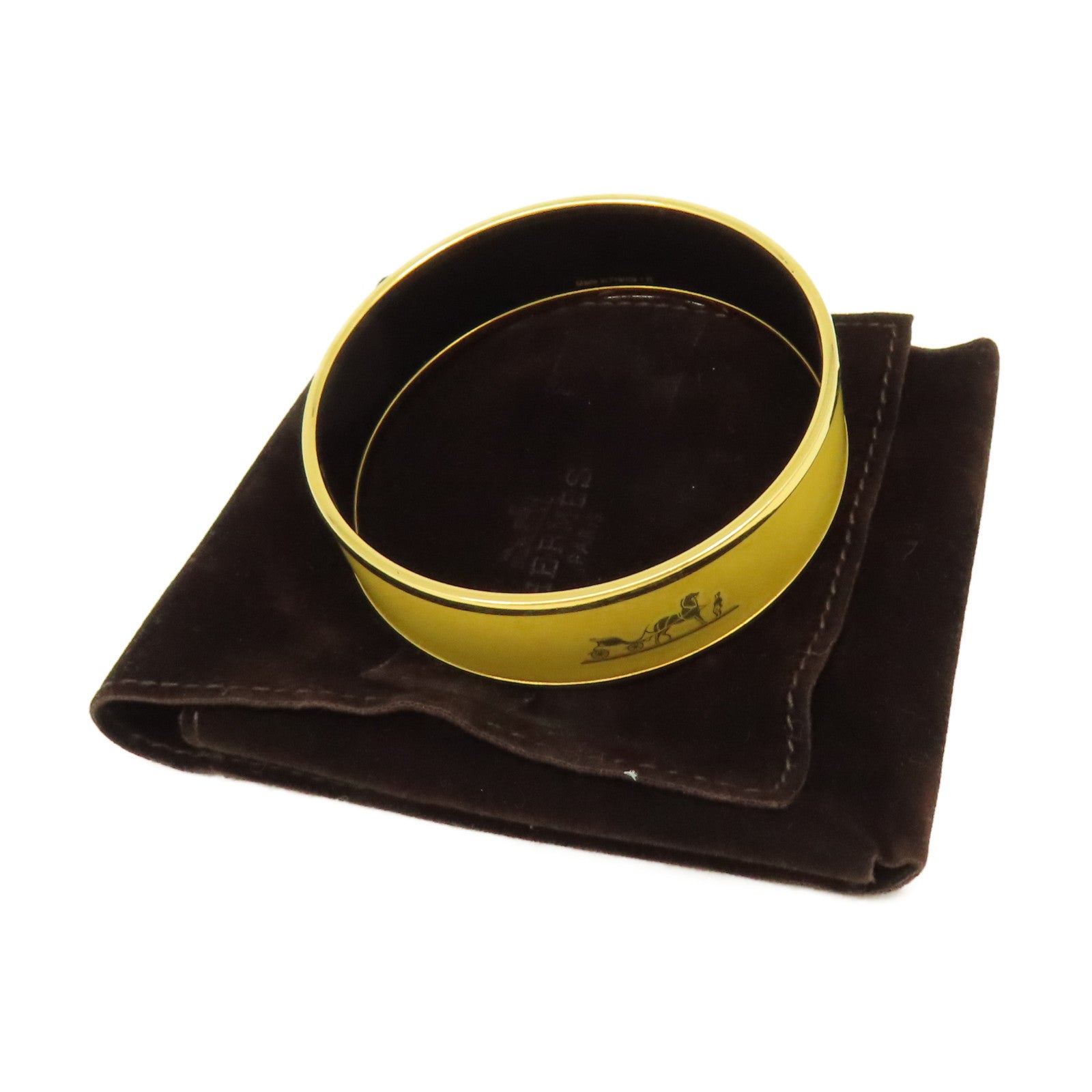 HERMES 【激減優惠】金屬Emaille Bangle手鐲黃色/金色