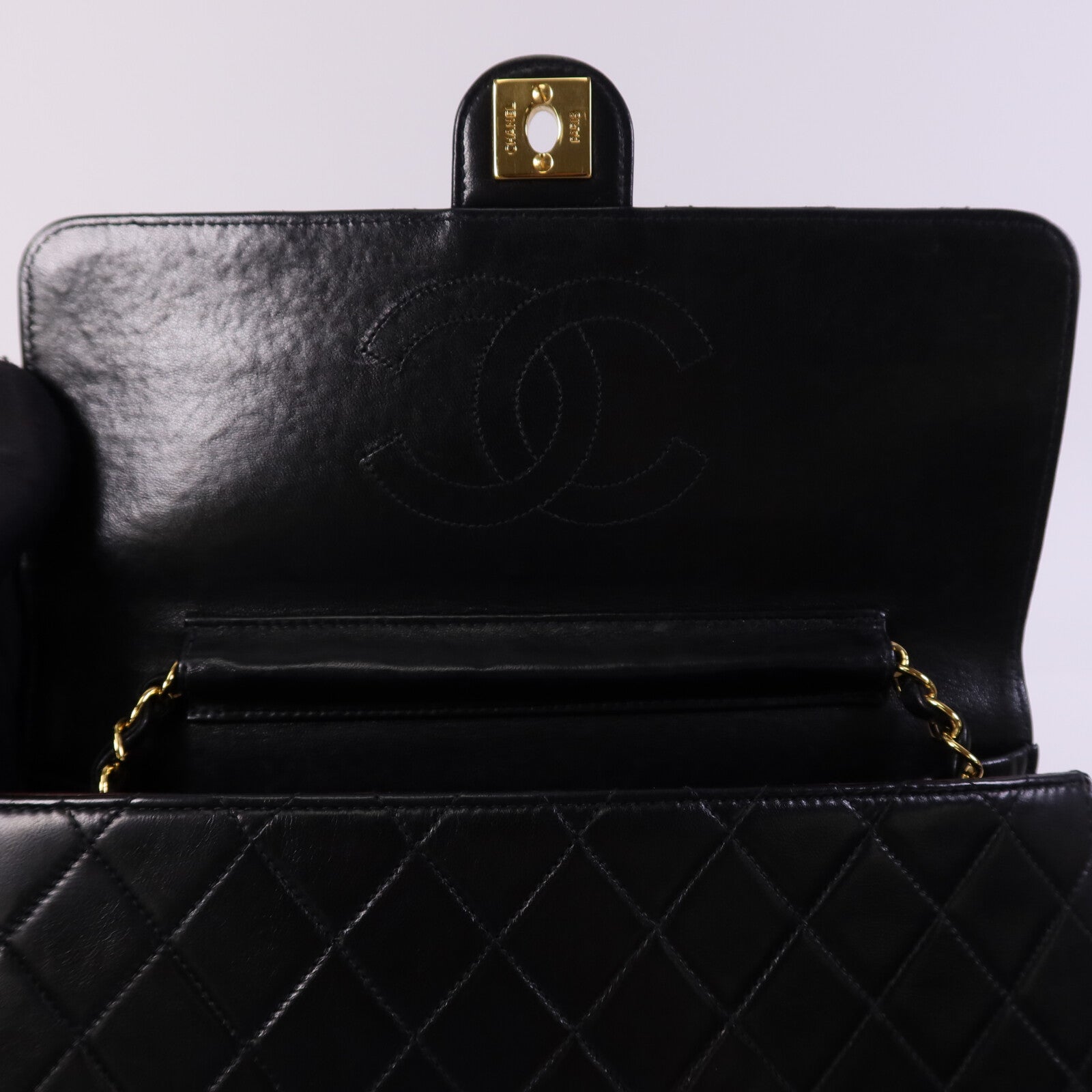 CHANEL 羊皮皮革Vintage Chain Shoulder Bag金扣鏈帶肩背袋