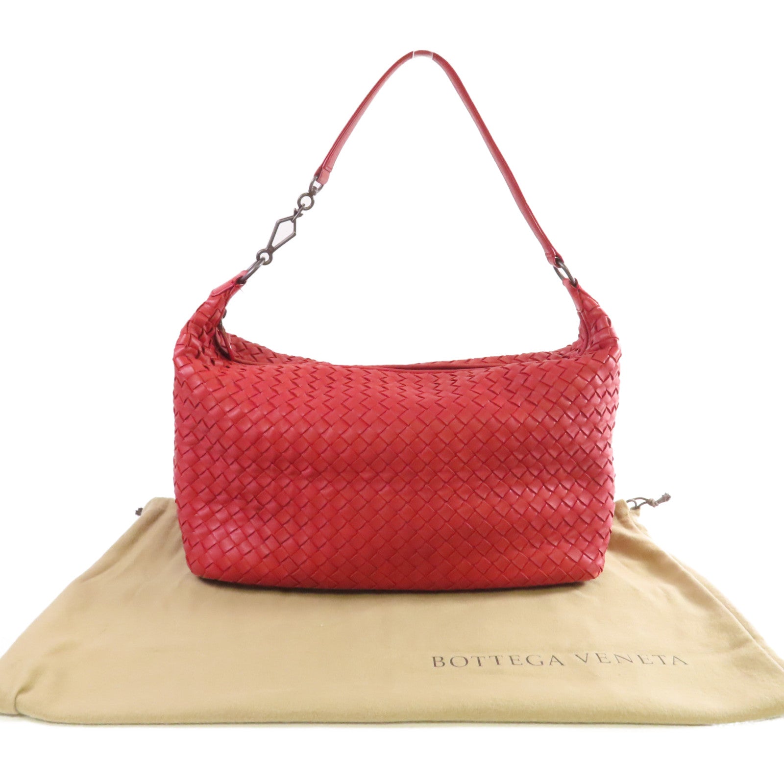 BOTTEGA VENETA 織紋皮革Shoulder Bag肩背袋紅色