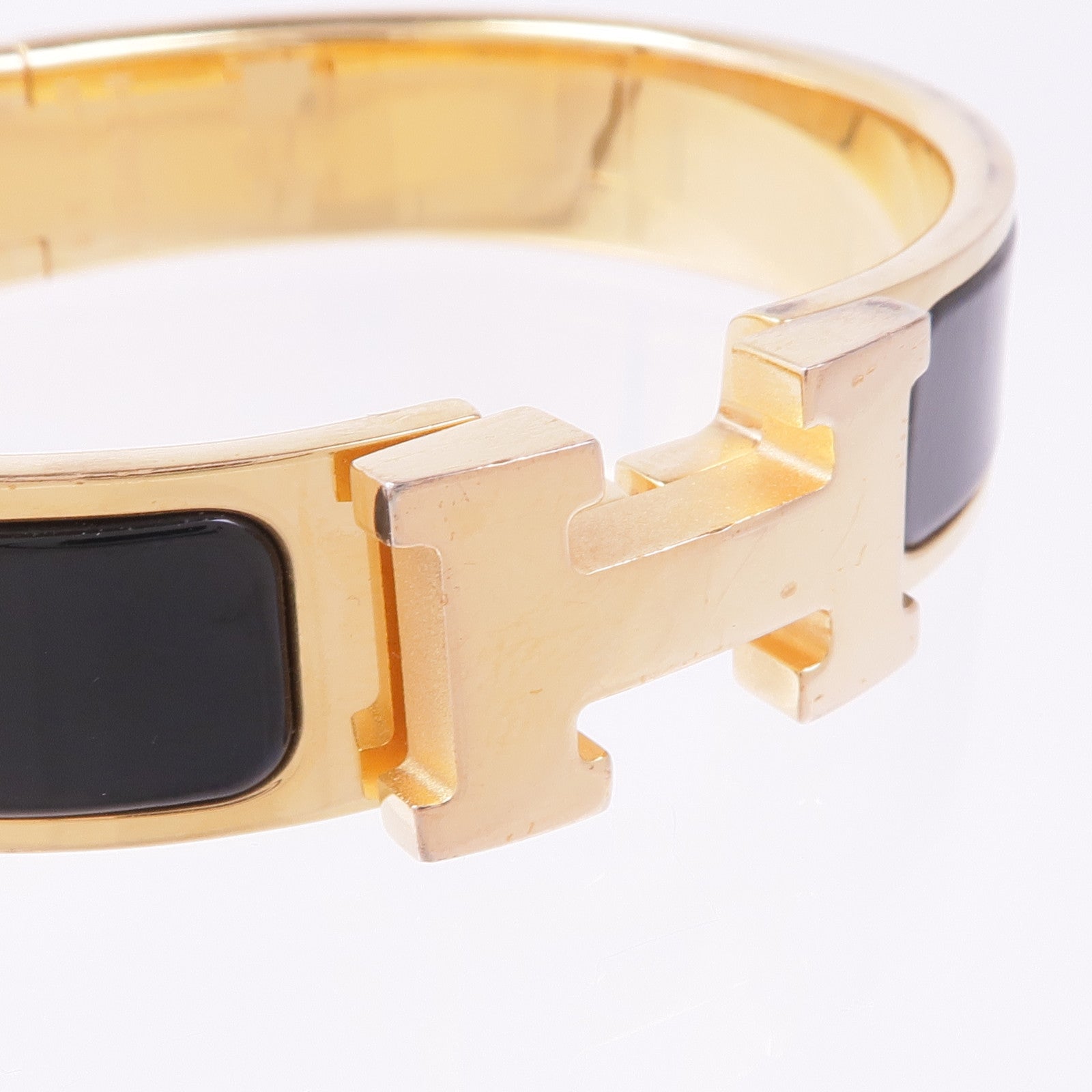 HERMES 金屬/琺瑯Clic H手鐲Noir