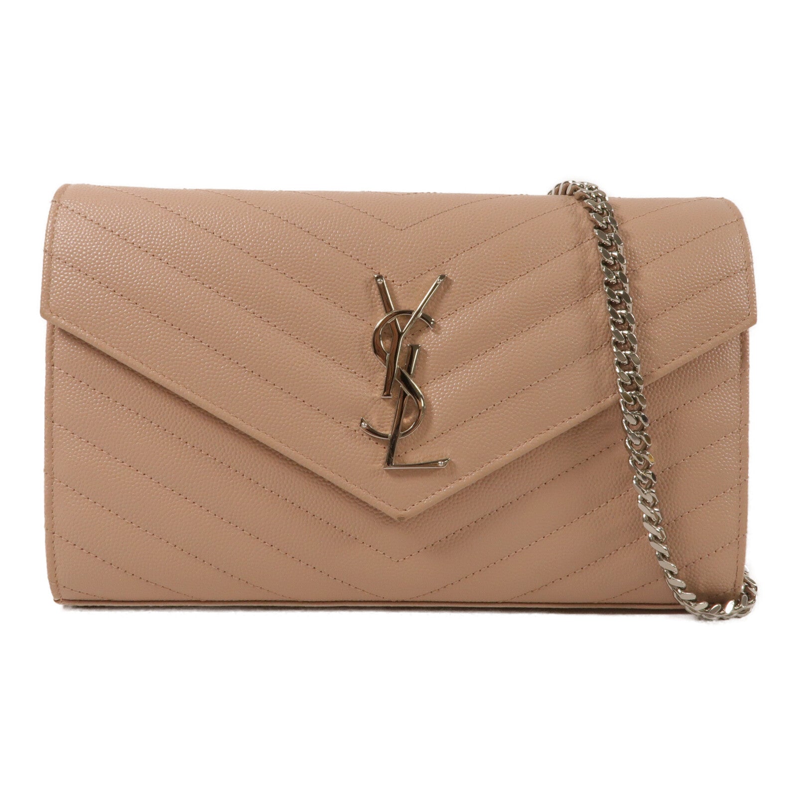 SAINT LAURENT 牛皮皮革Cassandre Envelope鏈帶肩背袋