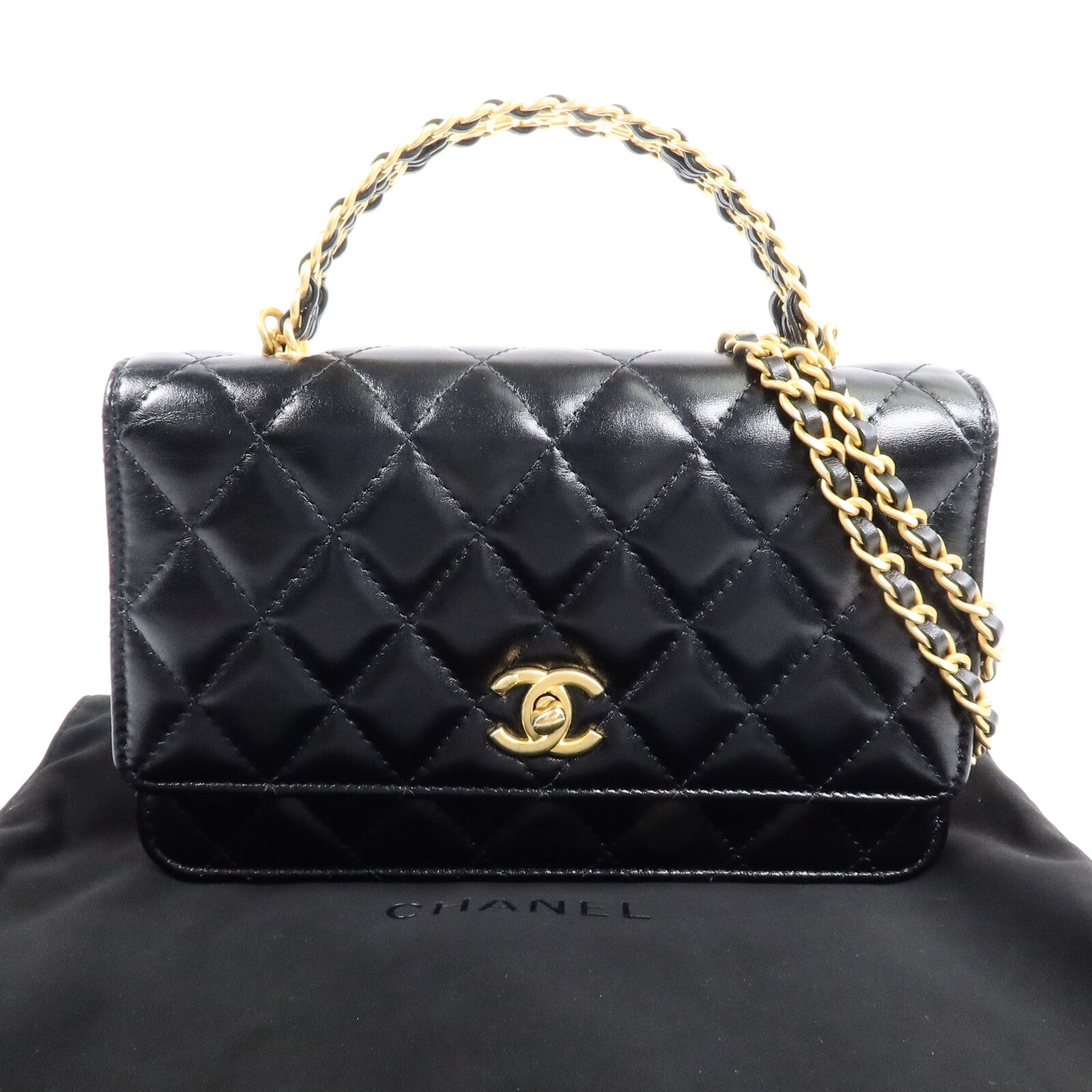 CHANEL 羊皮皮革Wallet On Chain With Handle鏈帶手挽肩背兩用袋