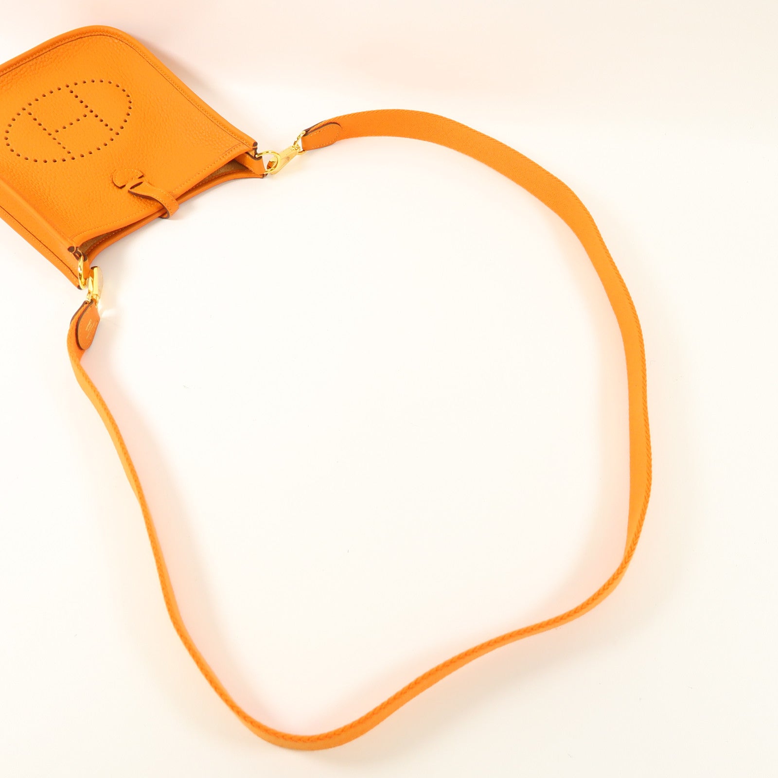HERMES Clemence皮革Evelyne TPM金扣肩背袋93 Orange