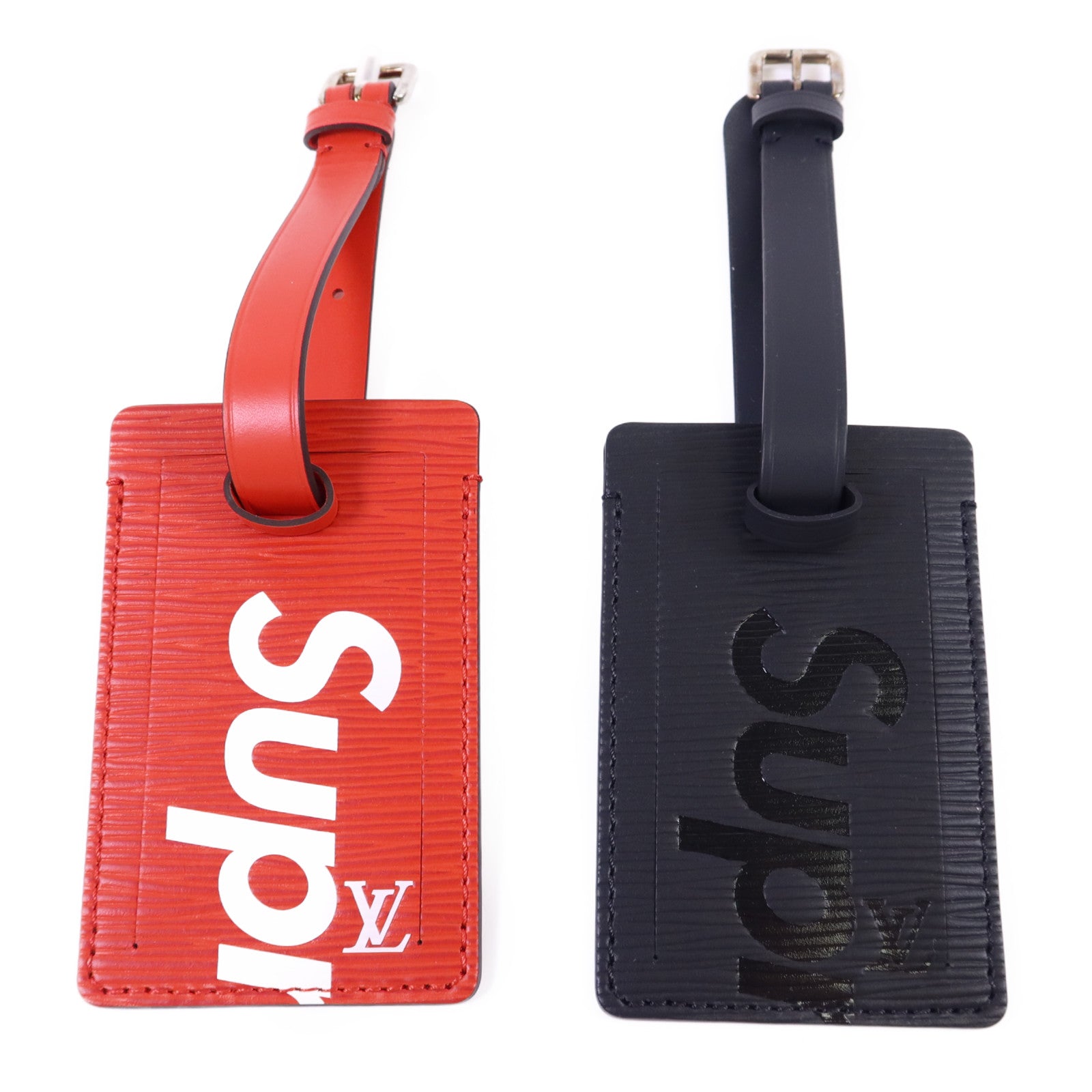 LOUIS VUITTON Epi LV x Supreme Collaboration Bag Charm行李牌掛飾