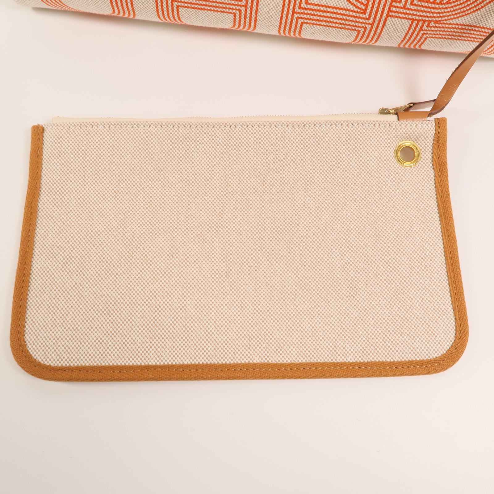 HERMES 帆布Herbag PM手挽肩背兩用袋Orange Mecano/Beige