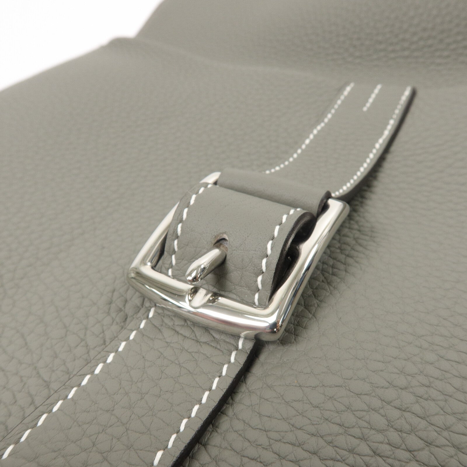 HERMES Clemence皮革Halzan 31手挽肩背兩用袋Gris Mouette