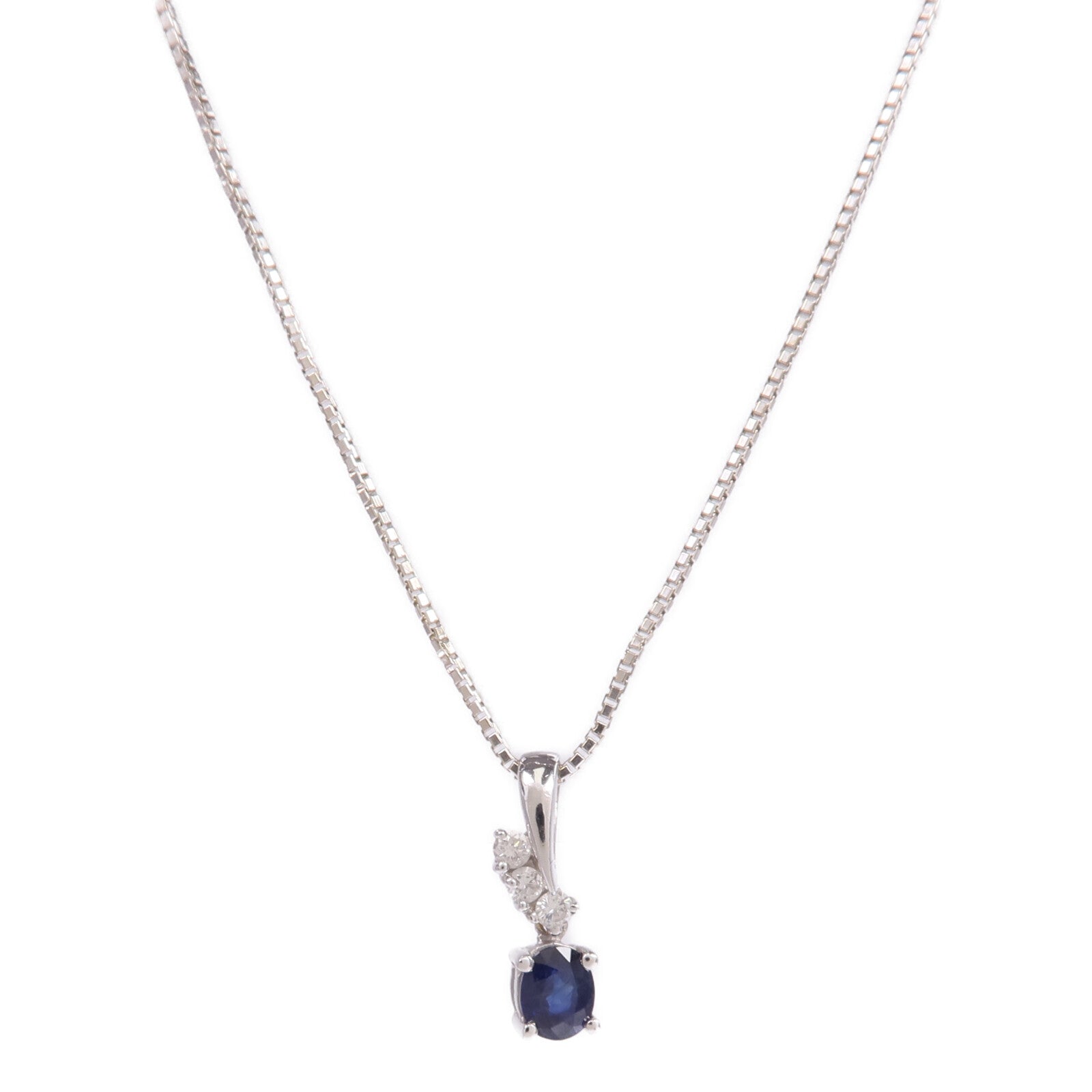 JEWELRY 【激減優惠】18K白金Sapphire Diamond Necklace藍寶石/鑽石項鍊