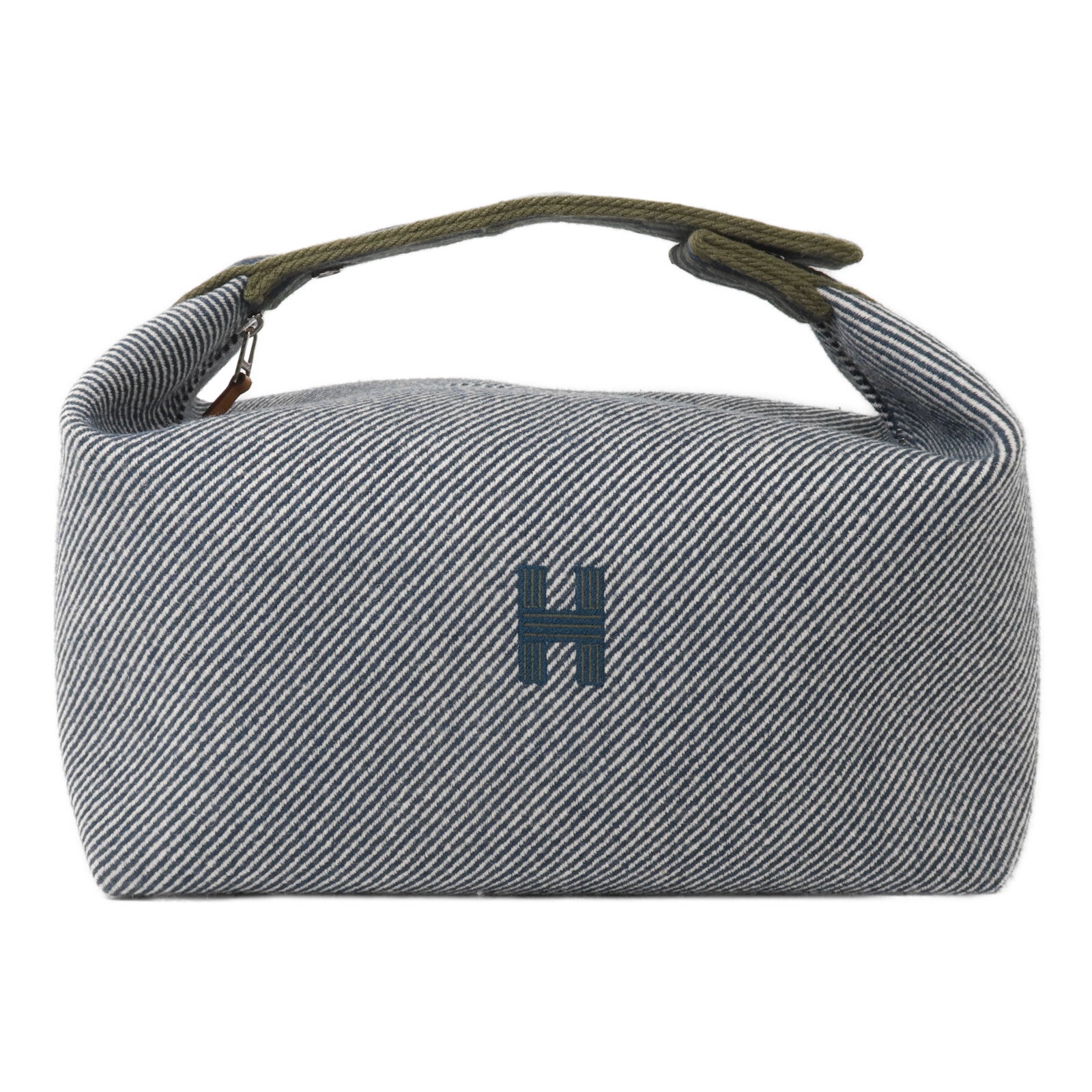 HERMES 羊毛/帆布Bride a Brac GM手挽袋Bleu Abysse