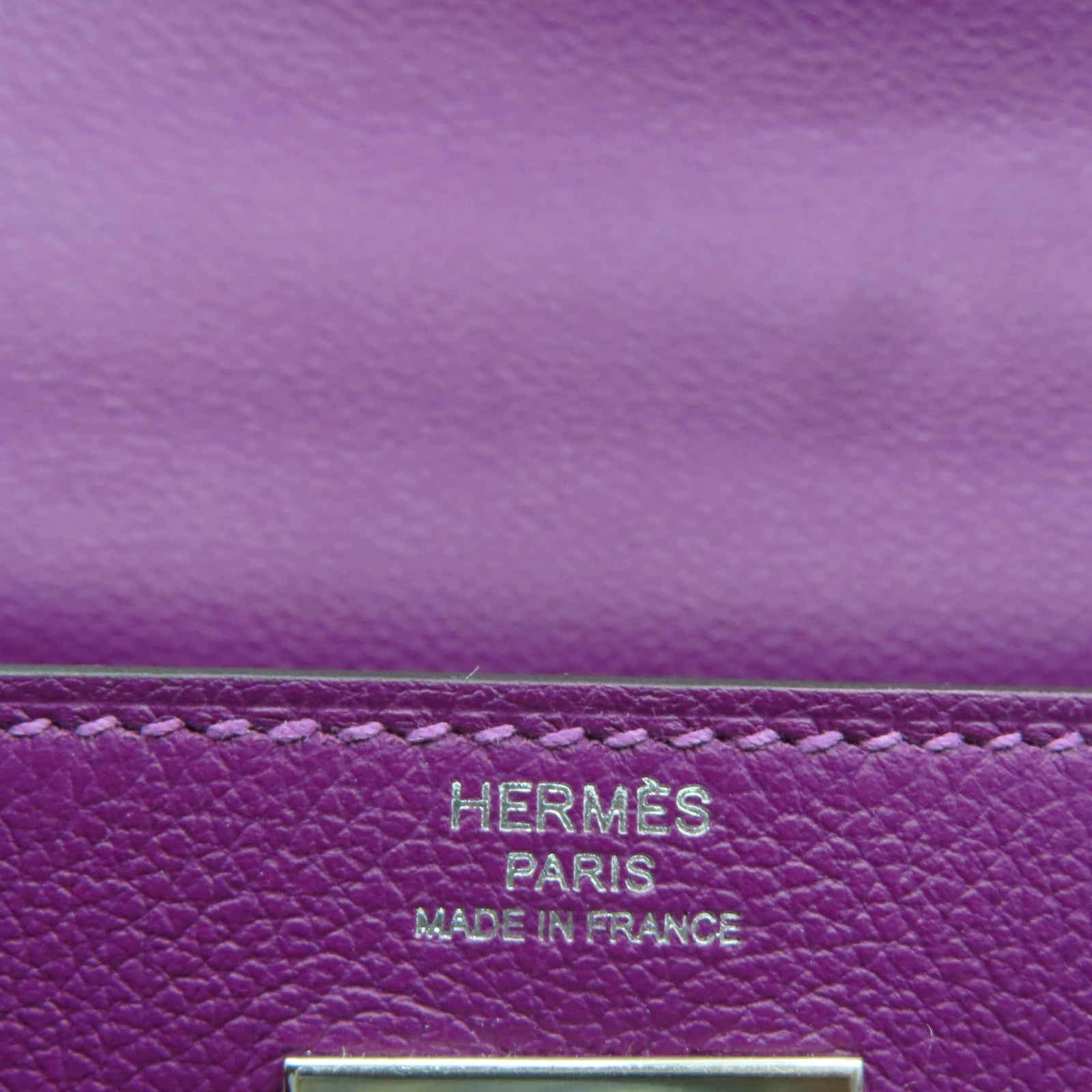 HERMES 【激減優惠】Evercolor皮革Kelly 28銀扣手挽肩背兩用袋海葵紫色