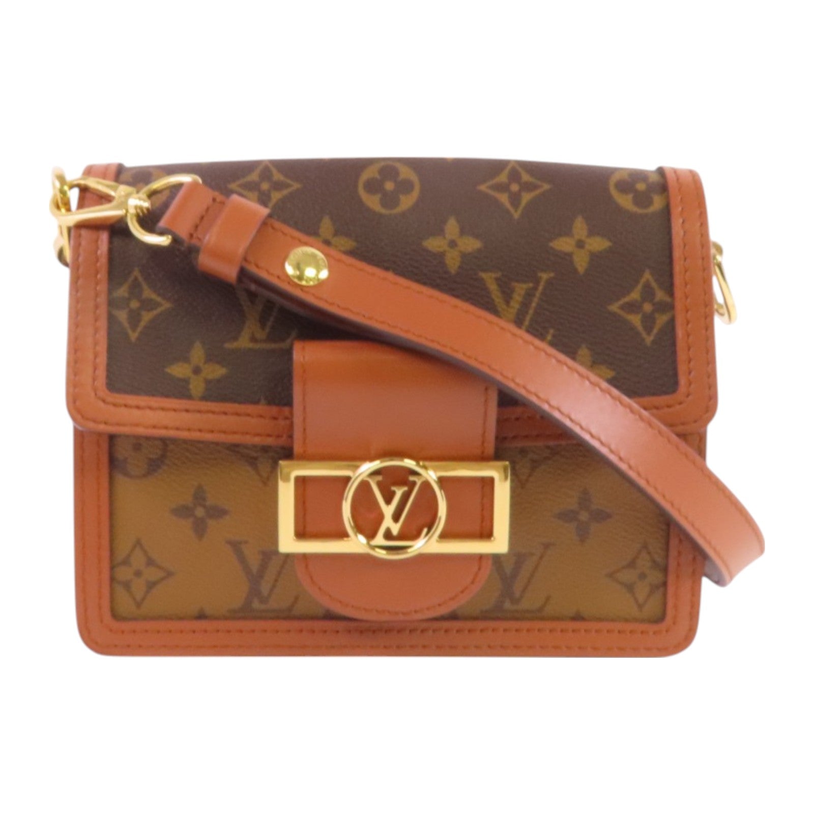 LOUIS VUITTON Monogram Reverse Mini Dauphine金扣肩背袋