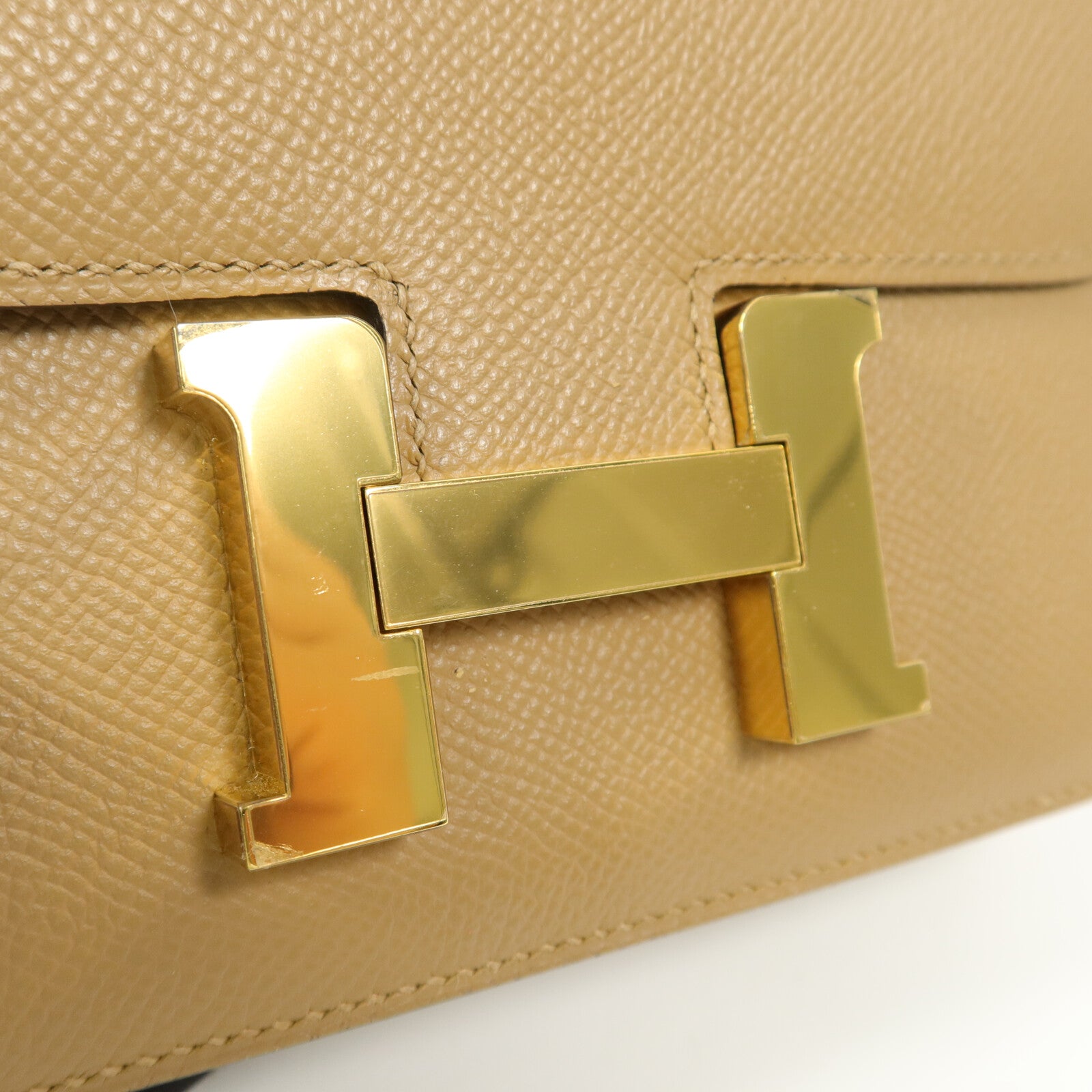 HERMES Epsom皮革Constance Mini肩背袋Biscuit