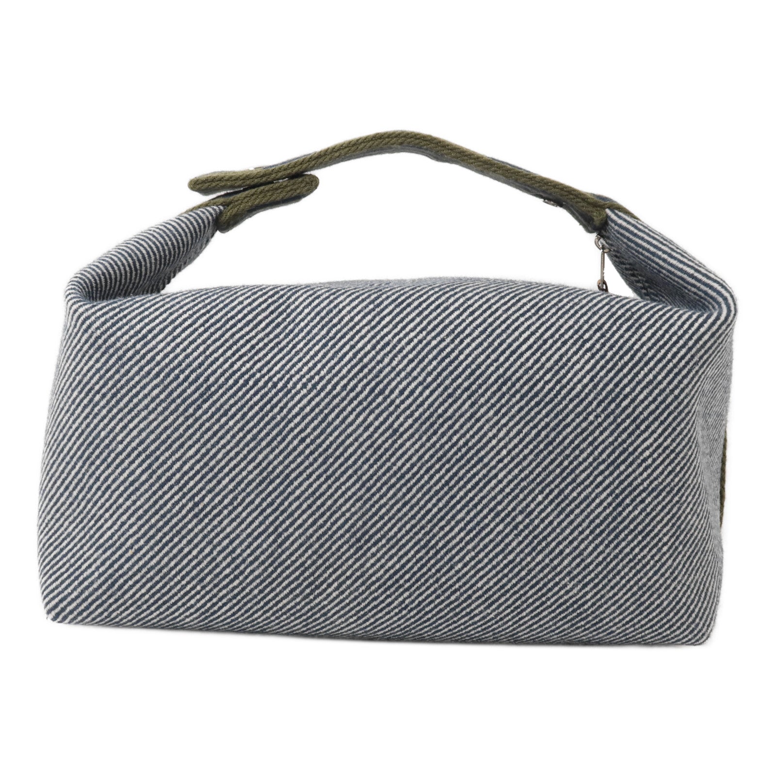 HERMES 羊毛/帆布Bride a Brac GM手挽袋Bleu Abysse