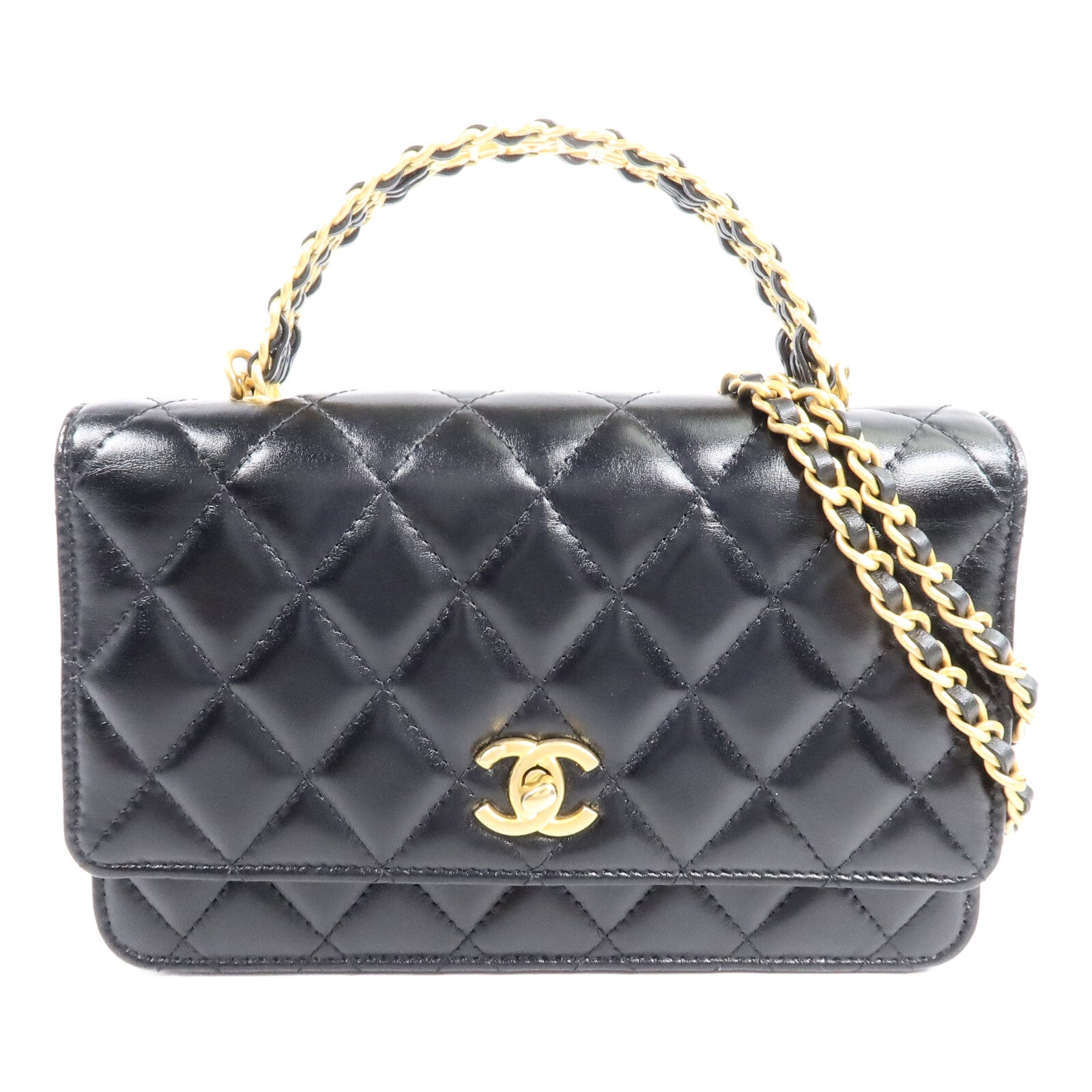 CHANEL 羊皮皮革Wallet On Chain With Handle鏈帶手挽肩背兩用袋