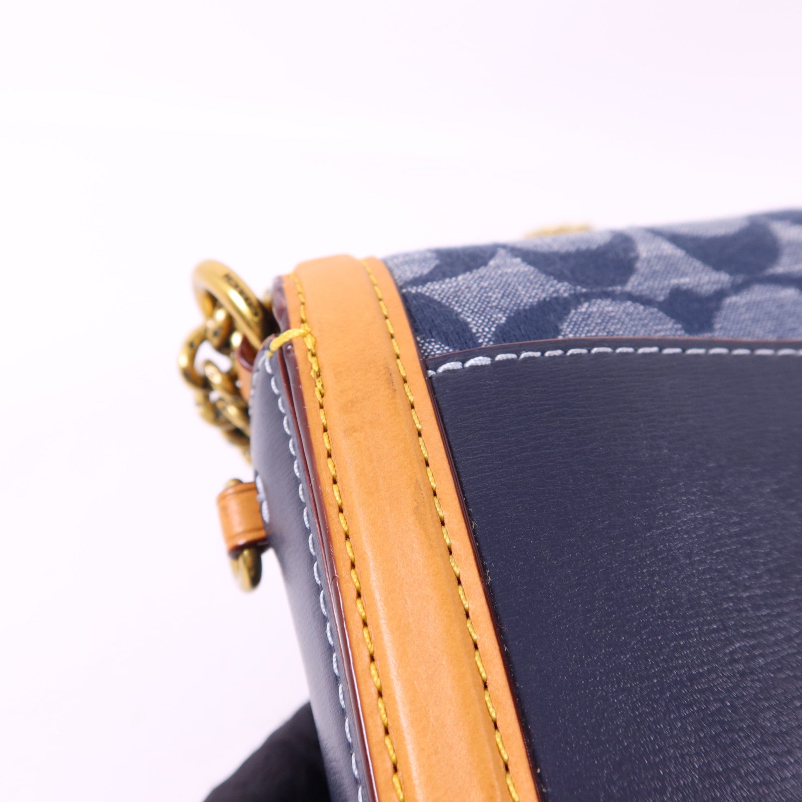 COACH 帆布/牛皮皮革Chain Shoulder Bag金扣鏈帶肩背袋