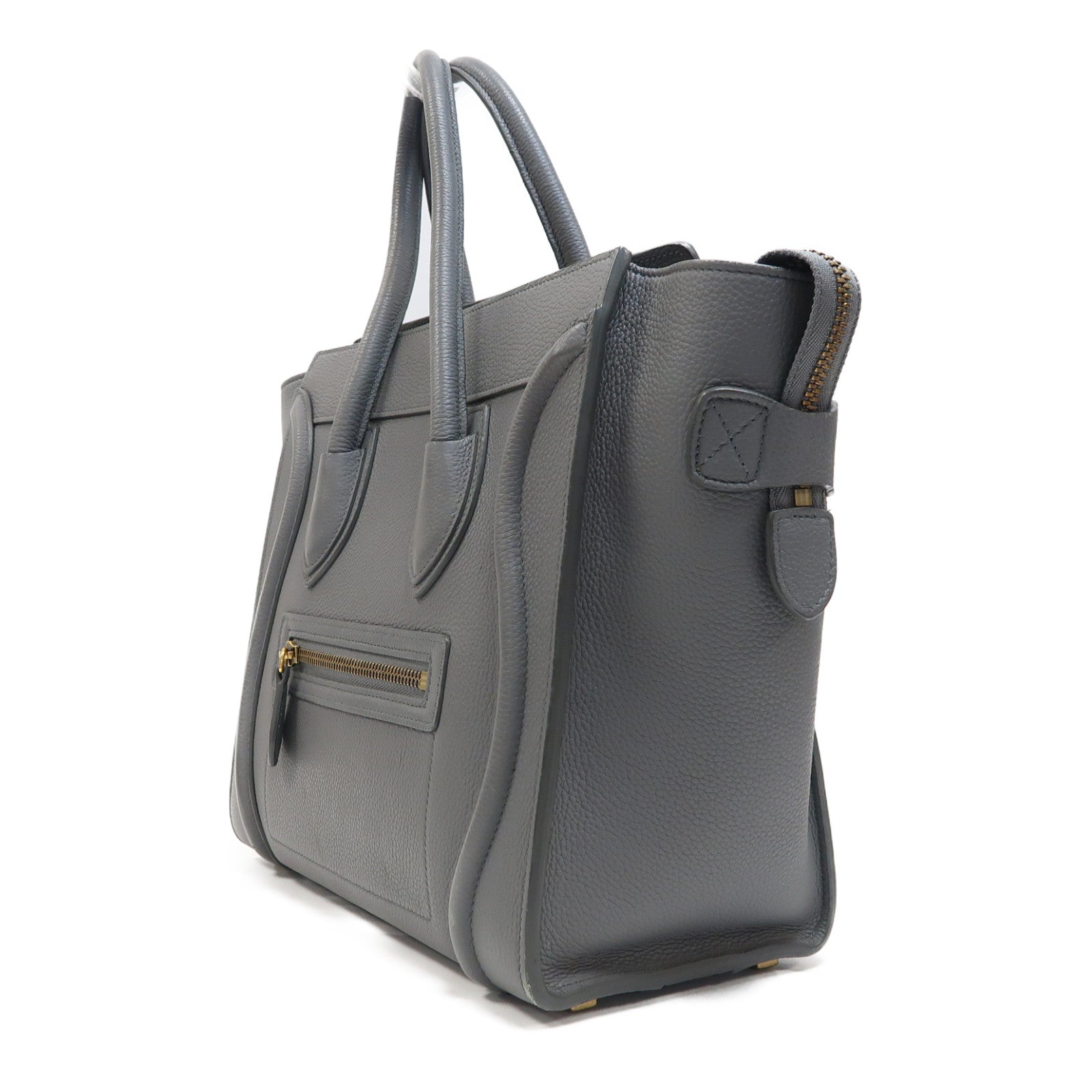 CELINE 【激減優惠】牛皮皮革Micro Luggage金扣手挽袋灰色