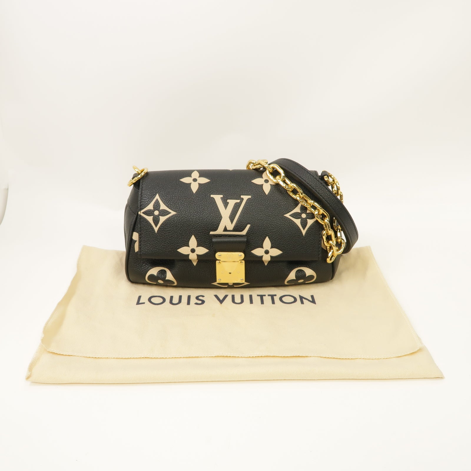LOUIS VUITTON Monogram Empreinte Favorite金扣手挽肩背兩用袋黑色