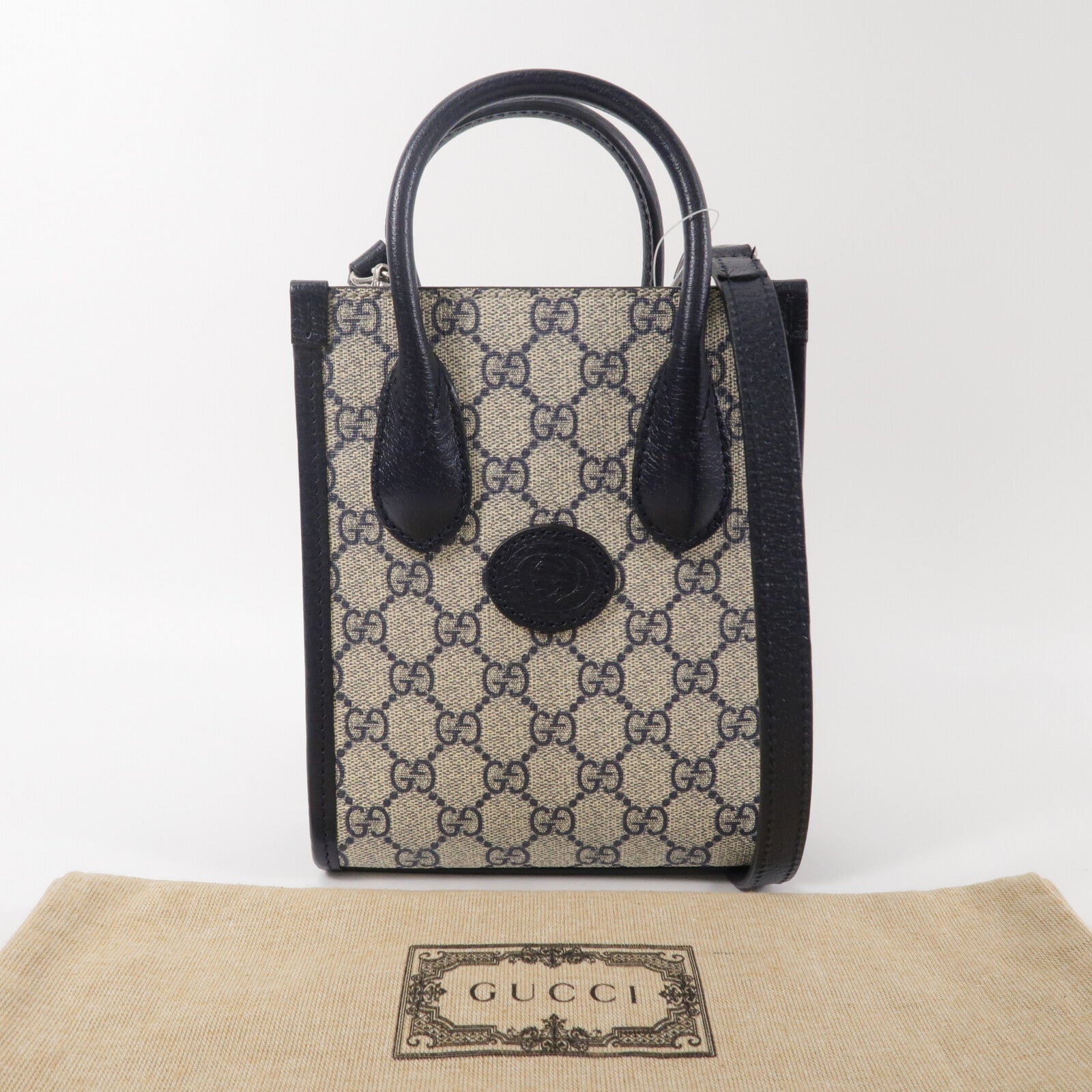 GUCCI 塗層帆布GG Supreme手挽肩背兩用袋