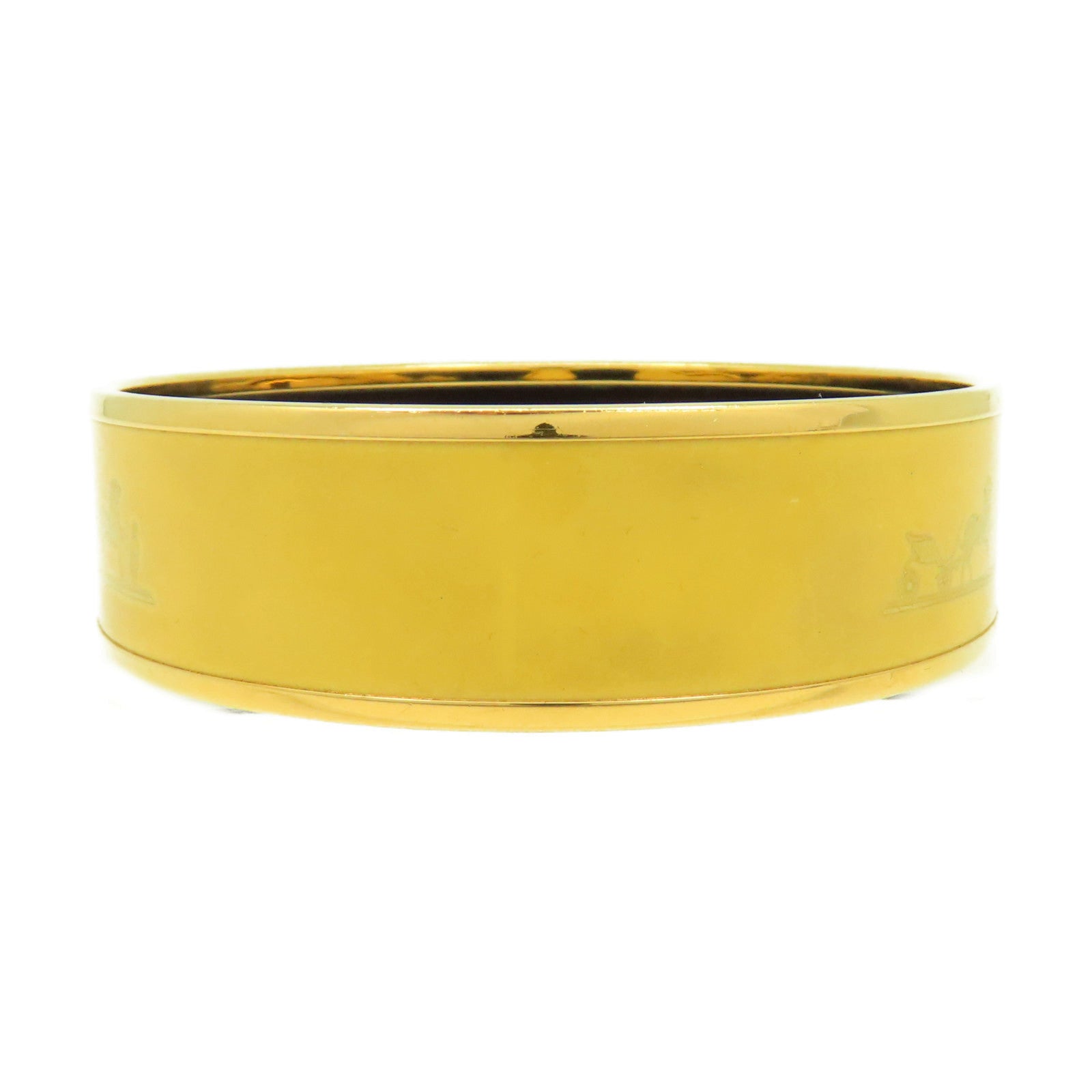 HERMES 【激減優惠】金屬Emaille Bangle手鐲黃色/金色