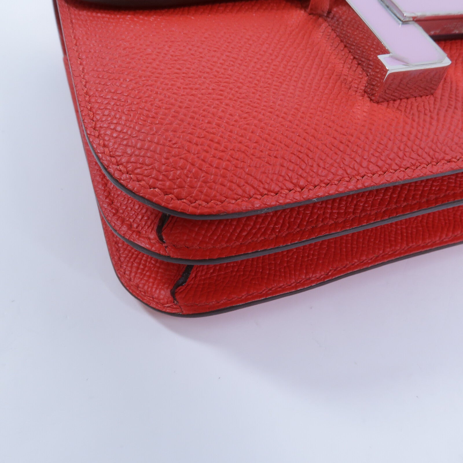 HERMES Epsom皮革Constance Mini肩背袋Rouge Tomate