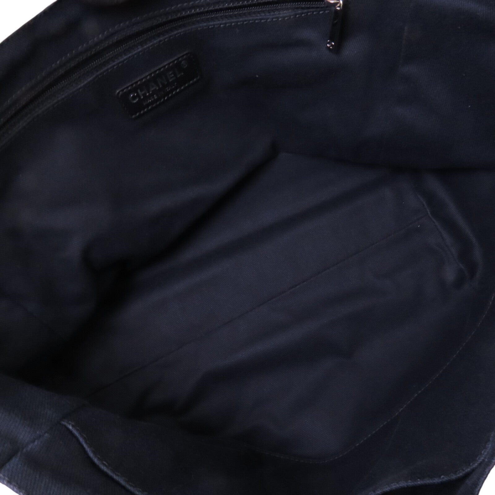 CHANEL 帆布Small Deauville Tote Bag銀扣鏈帶肩背袋