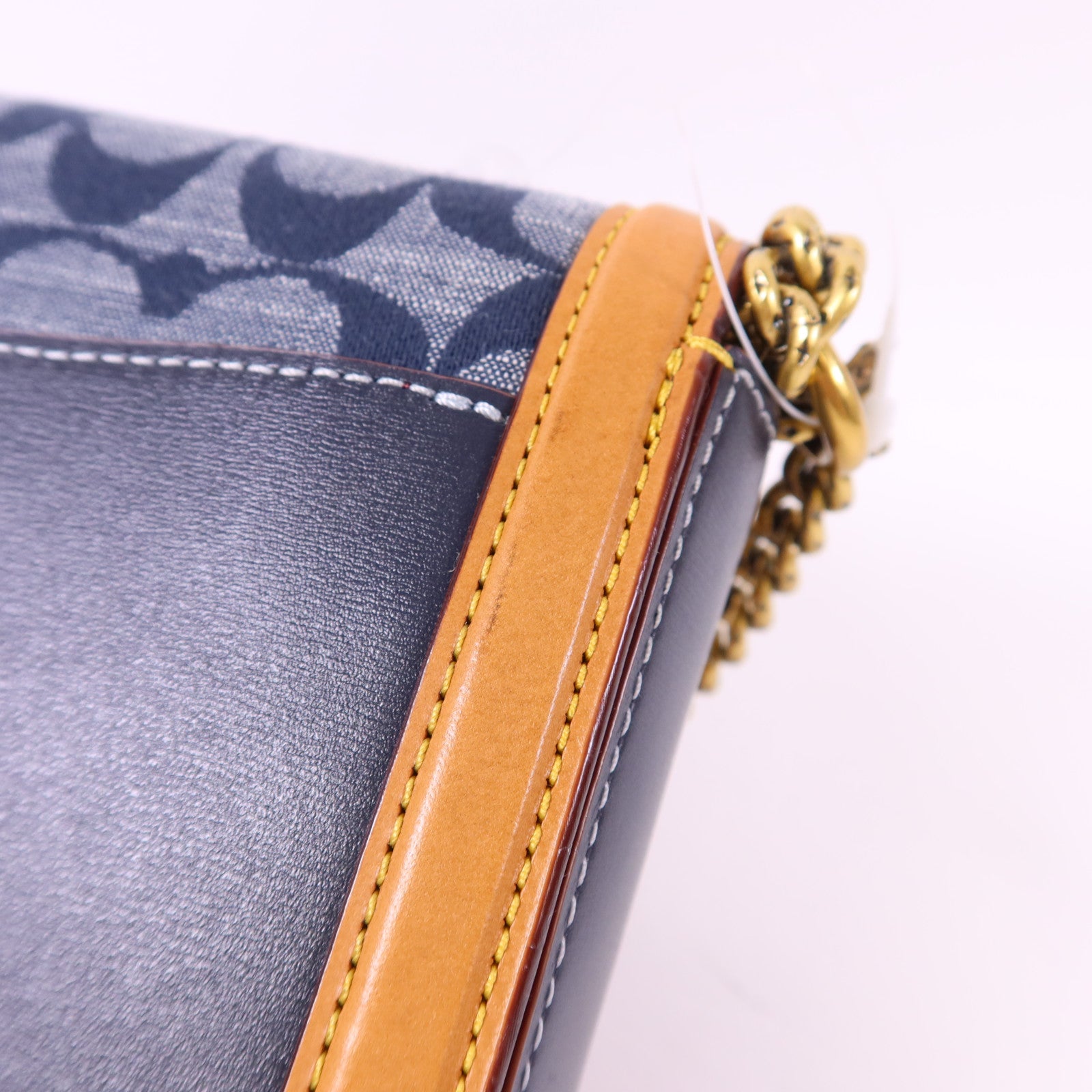 COACH 帆布/牛皮皮革Chain Shoulder Bag金扣鏈帶肩背袋