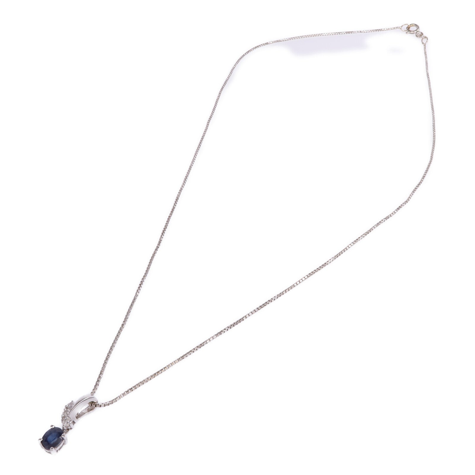 JEWELRY 【激減優惠】18K白金Sapphire Diamond Necklace藍寶石/鑽石項鍊