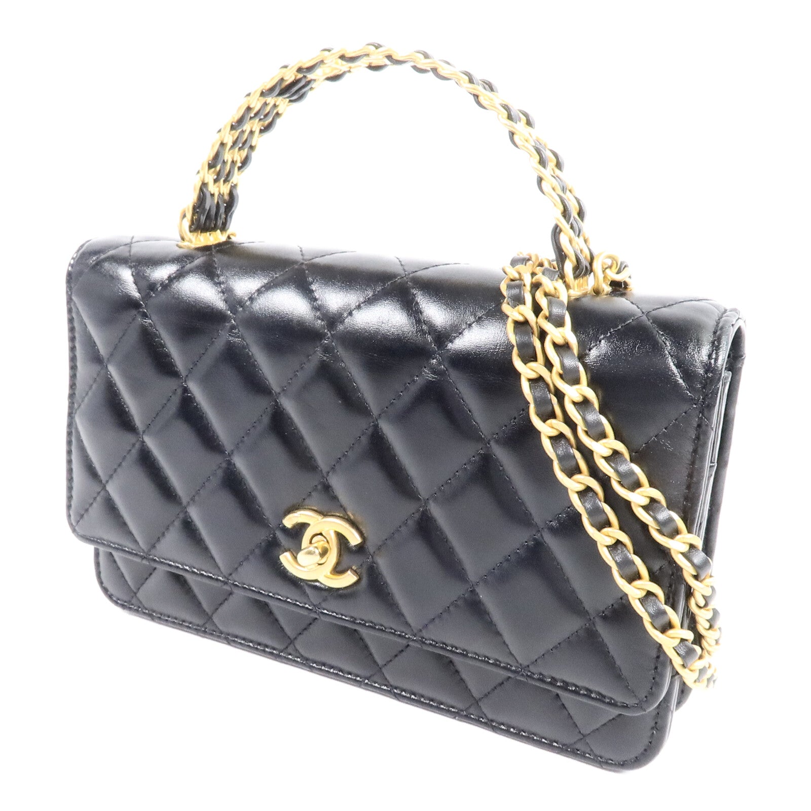CHANEL 羊皮皮革Wallet On Chain With Handle鏈帶手挽肩背兩用袋