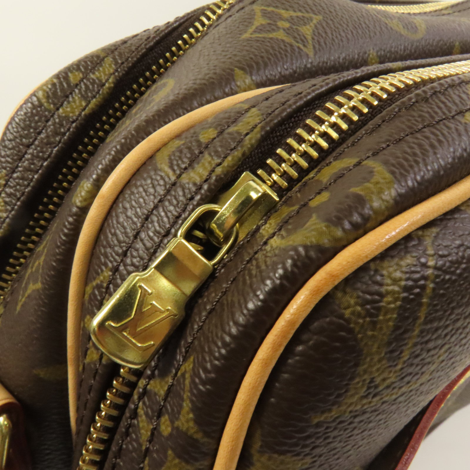LOUIS VUITTON Monogram Reporter PM金扣肩背袋棕色