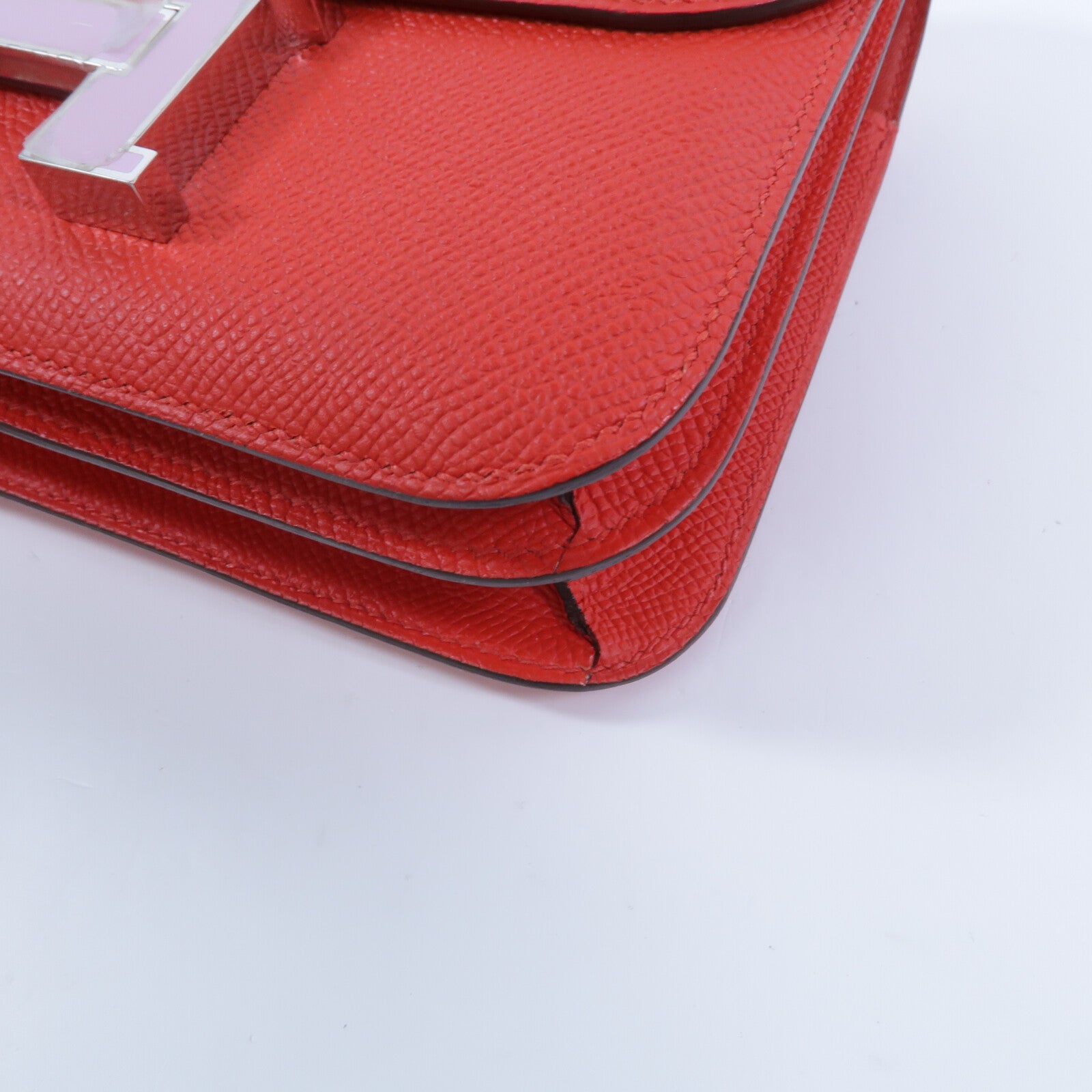 HERMES Epsom皮革Constance Mini肩背袋Rouge Tomate