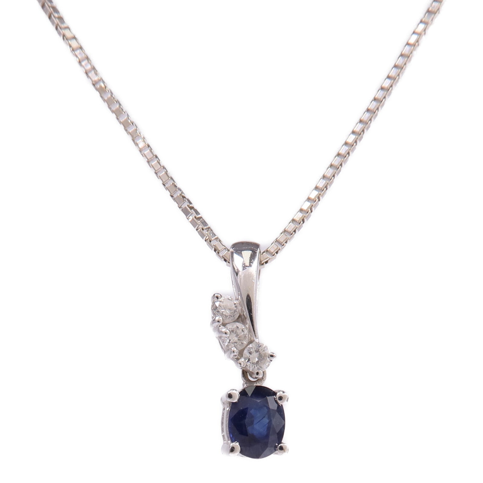 JEWELRY 【激減優惠】18K白金Sapphire Diamond Necklace藍寶石/鑽石項鍊