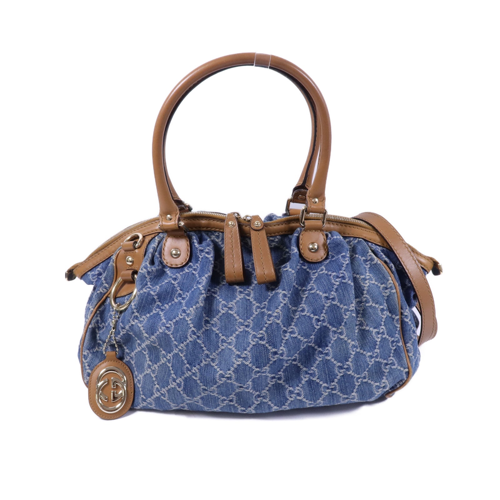 GUCCI 牛仔布Sukey金扣手挽肩背兩用袋