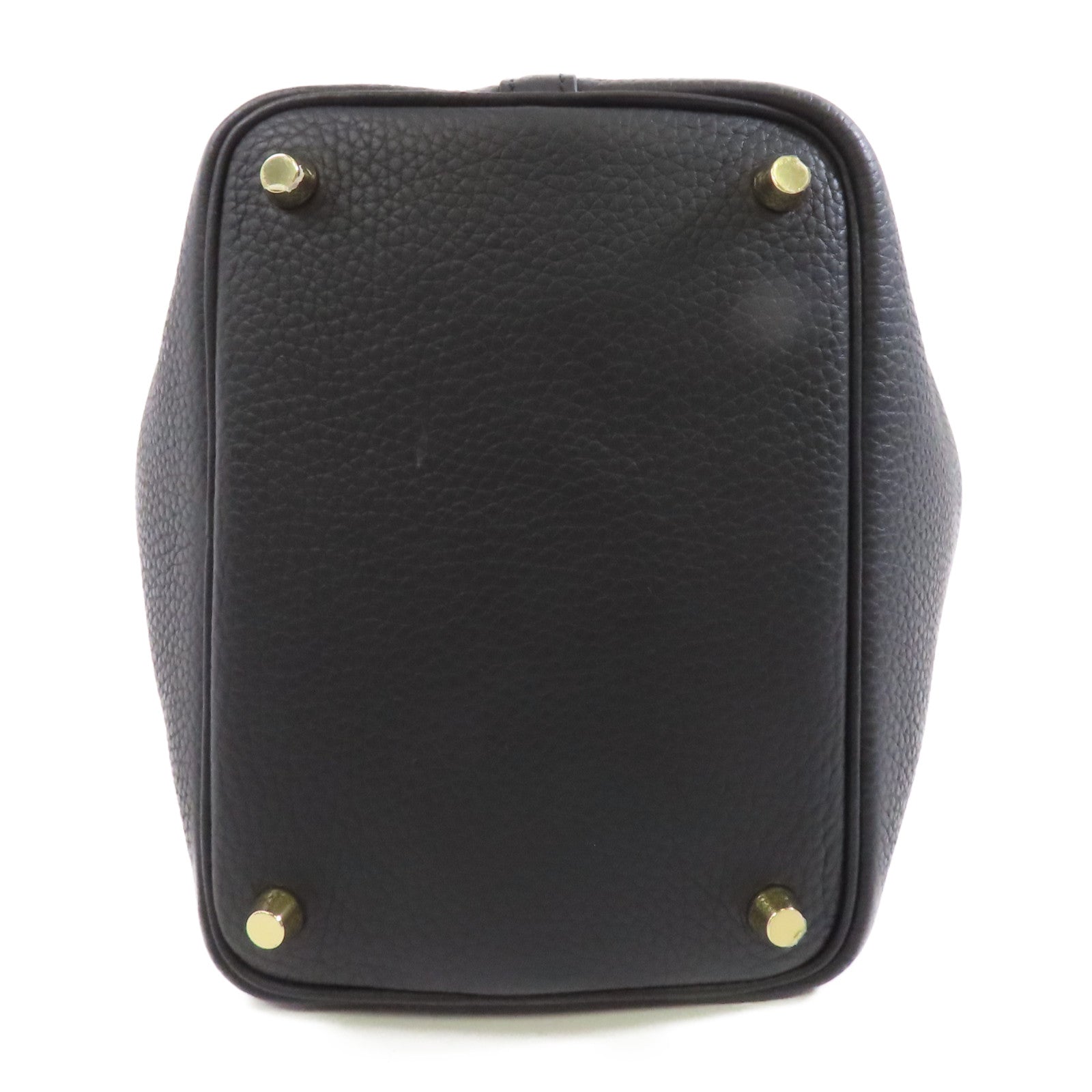 HERMES Clemence皮革Picotin Lock 18金扣手挽袋Noir/黑色