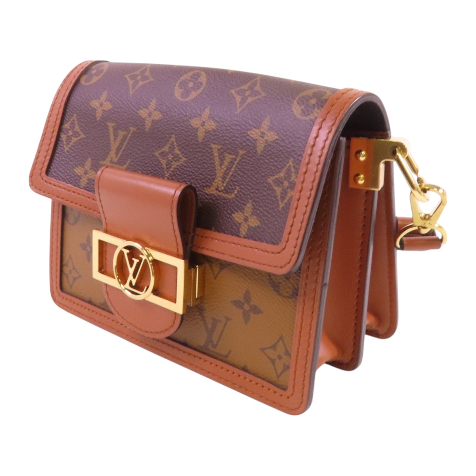 LOUIS VUITTON Monogram Reverse Mini Dauphine金扣肩背袋