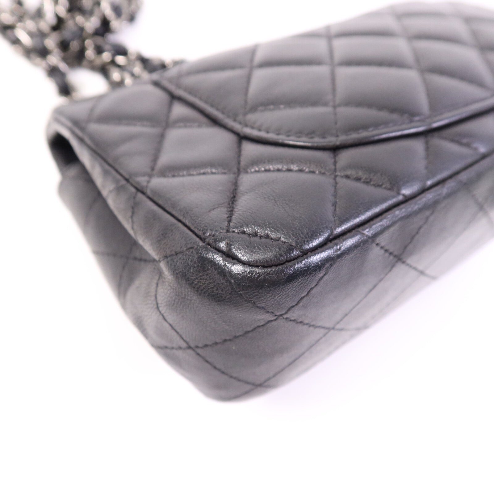 CHANEL 羊皮皮革Mini Classic 20銀扣鏈帶肩背袋