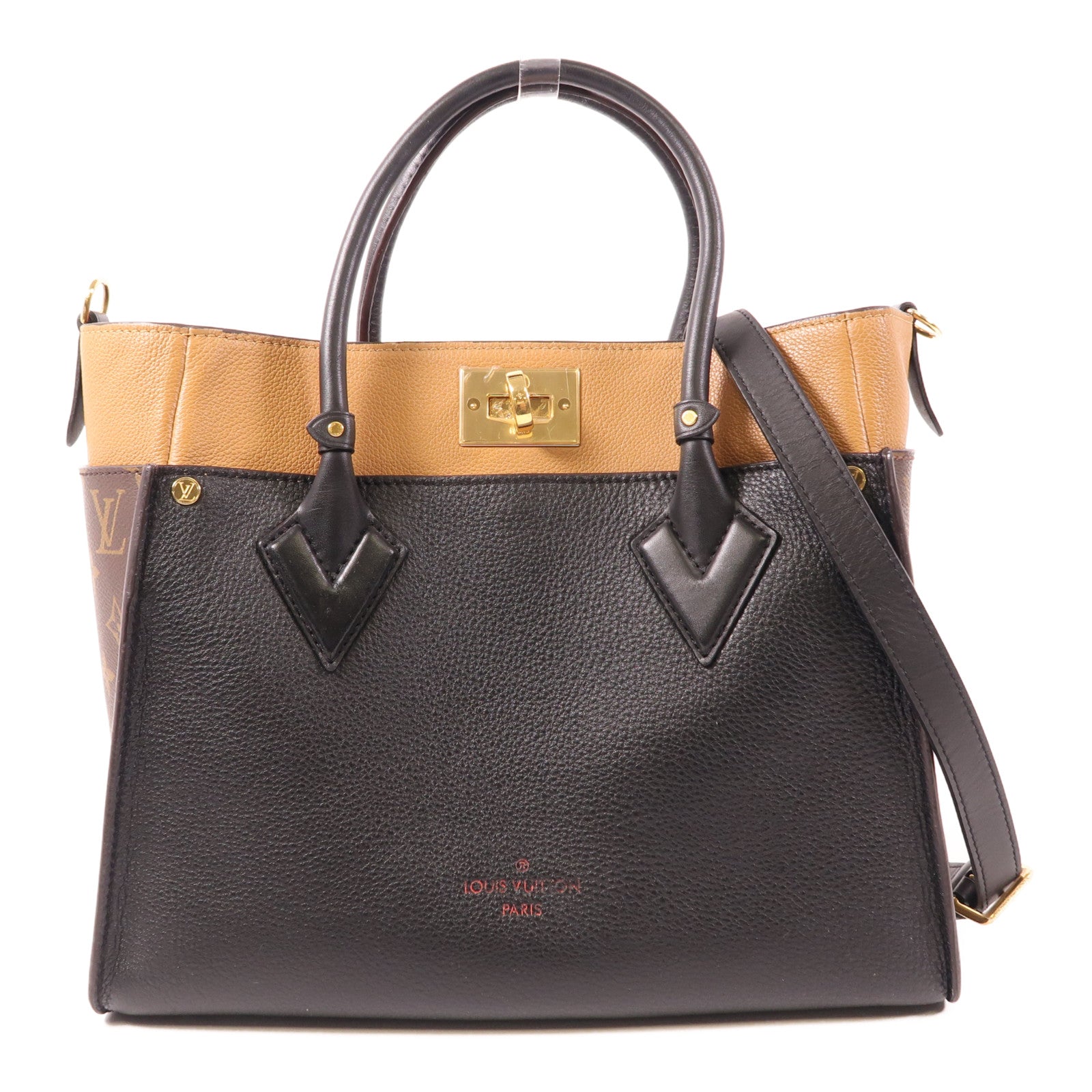 LOUIS VUITTON 【激減優惠】Monogram/牛皮皮革On My Side MM金扣手挽肩背兩用袋