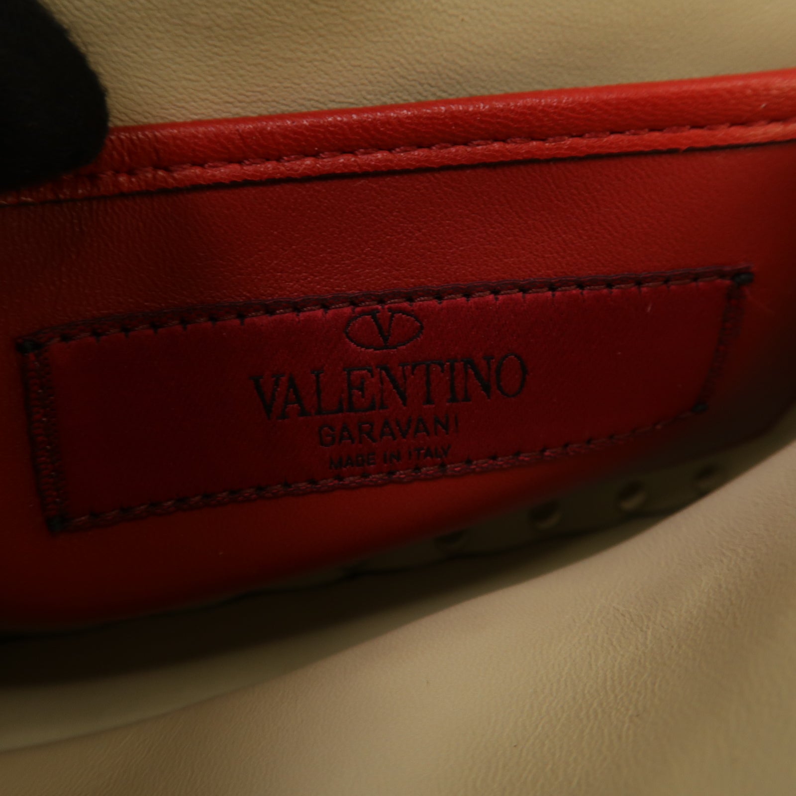 Valentino 牛皮皮革2 Way Shoulder金扣手挽肩背兩用袋米色