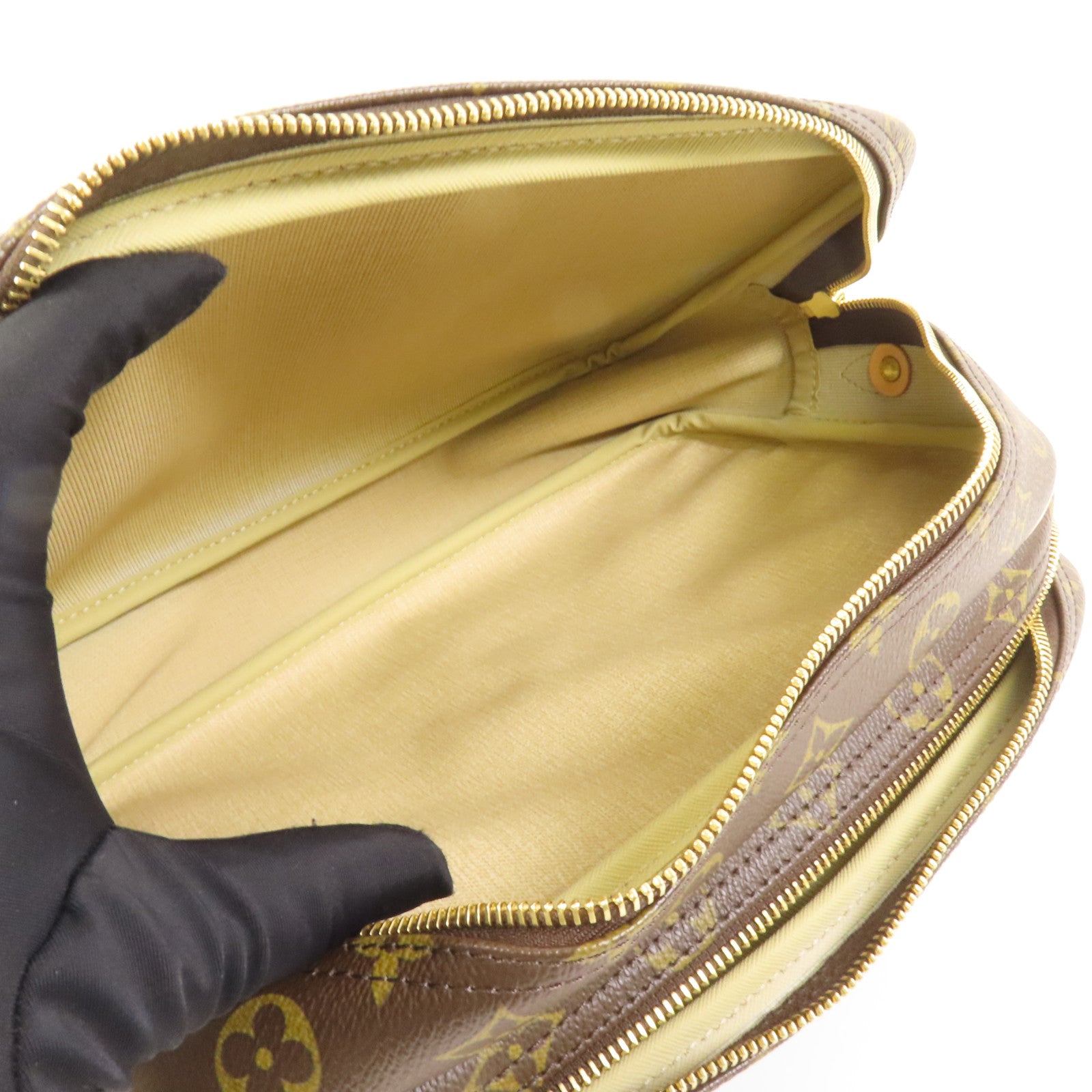 LOUIS VUITTON Monogram Reporter PM金扣肩背袋棕色