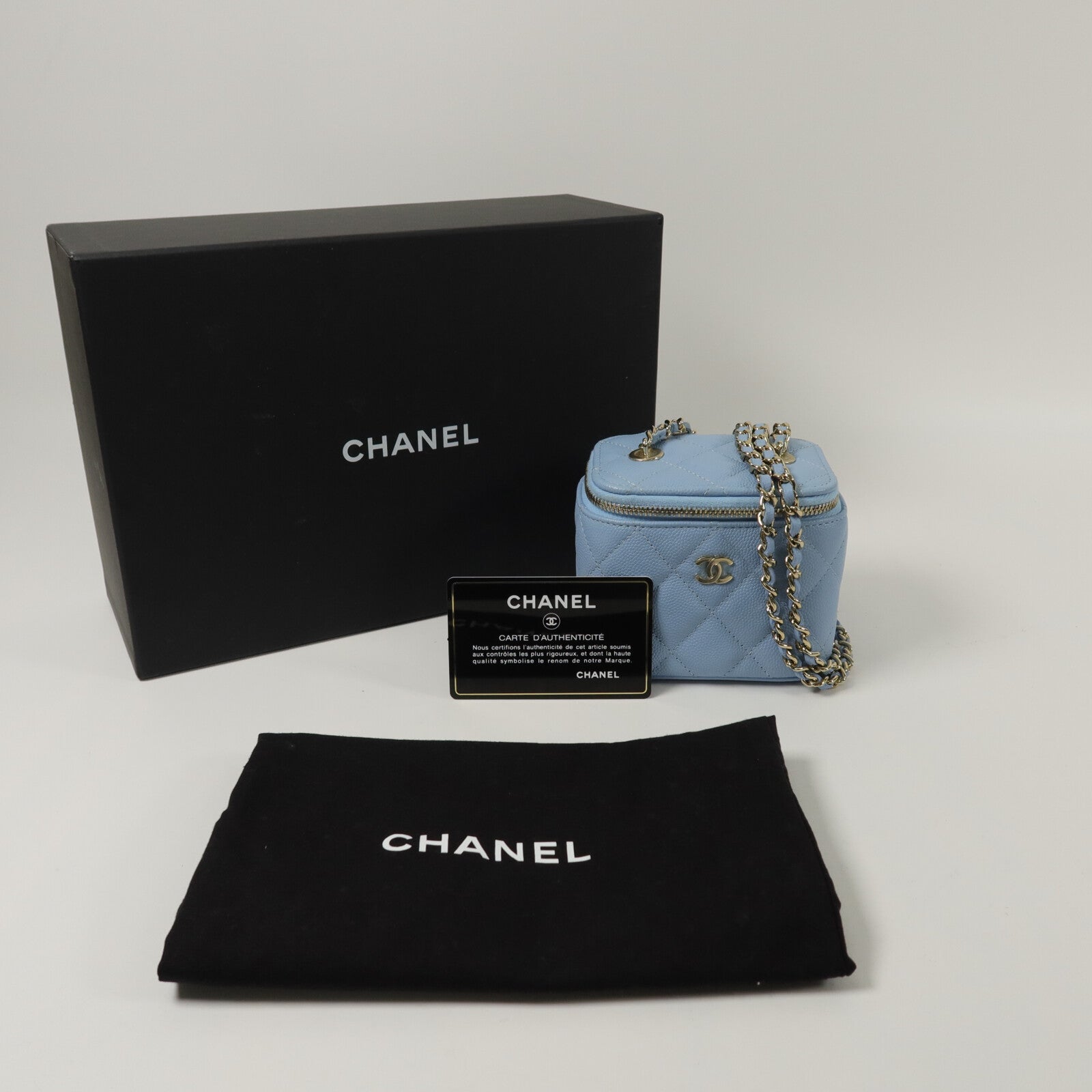 CHANEL 牛皮皮革Mini Vanity Case鏈帶肩背袋