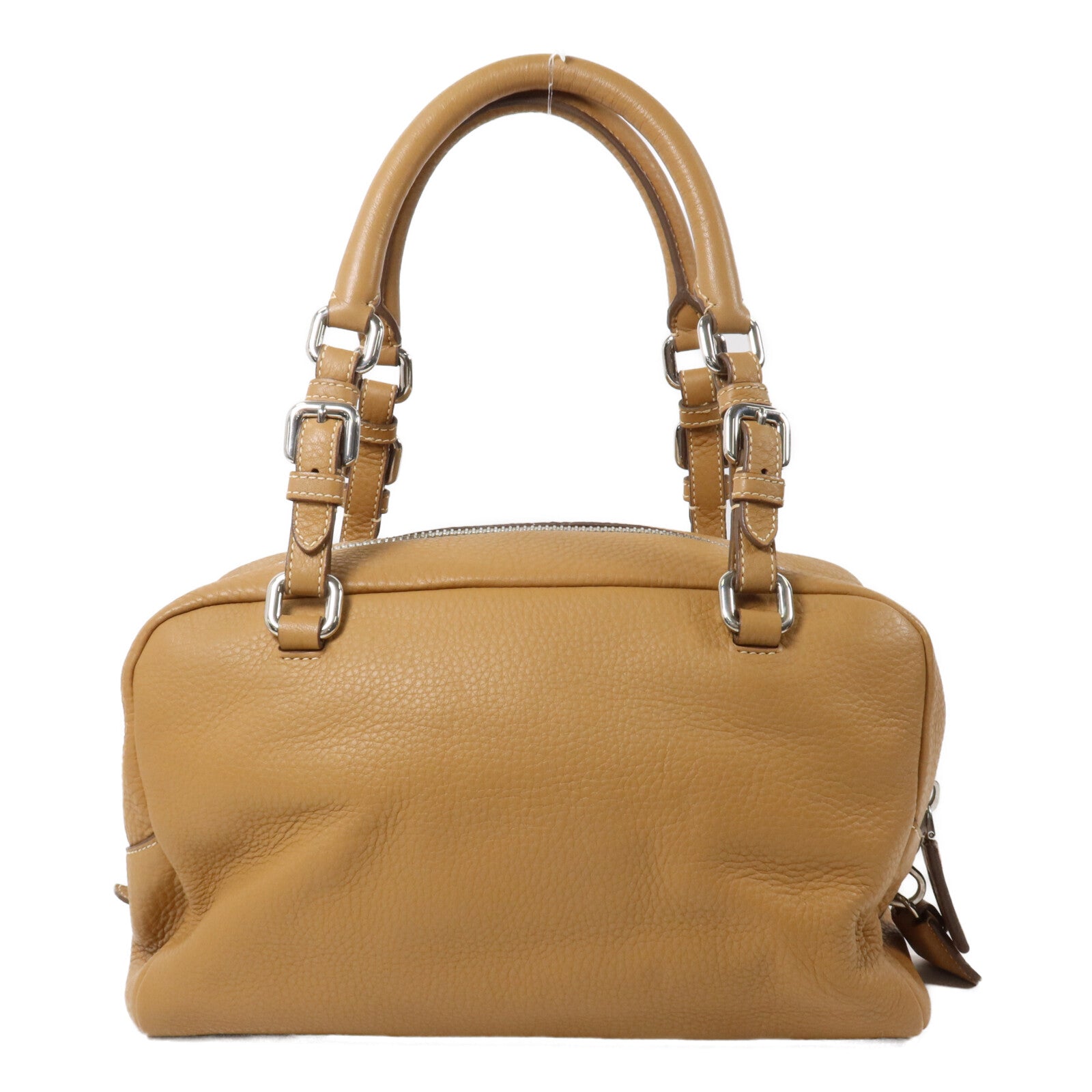 PRADA 牛皮皮革Daino Bauletto Embossed Logo Handbag手挽袋