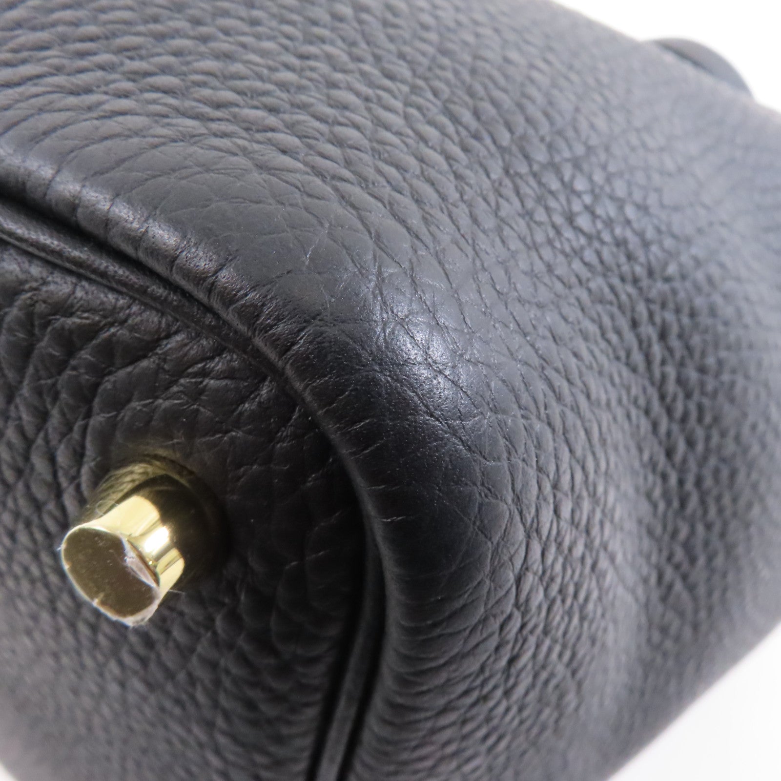HERMES Clemence皮革Picotin Lock 18金扣手挽袋Noir/黑色