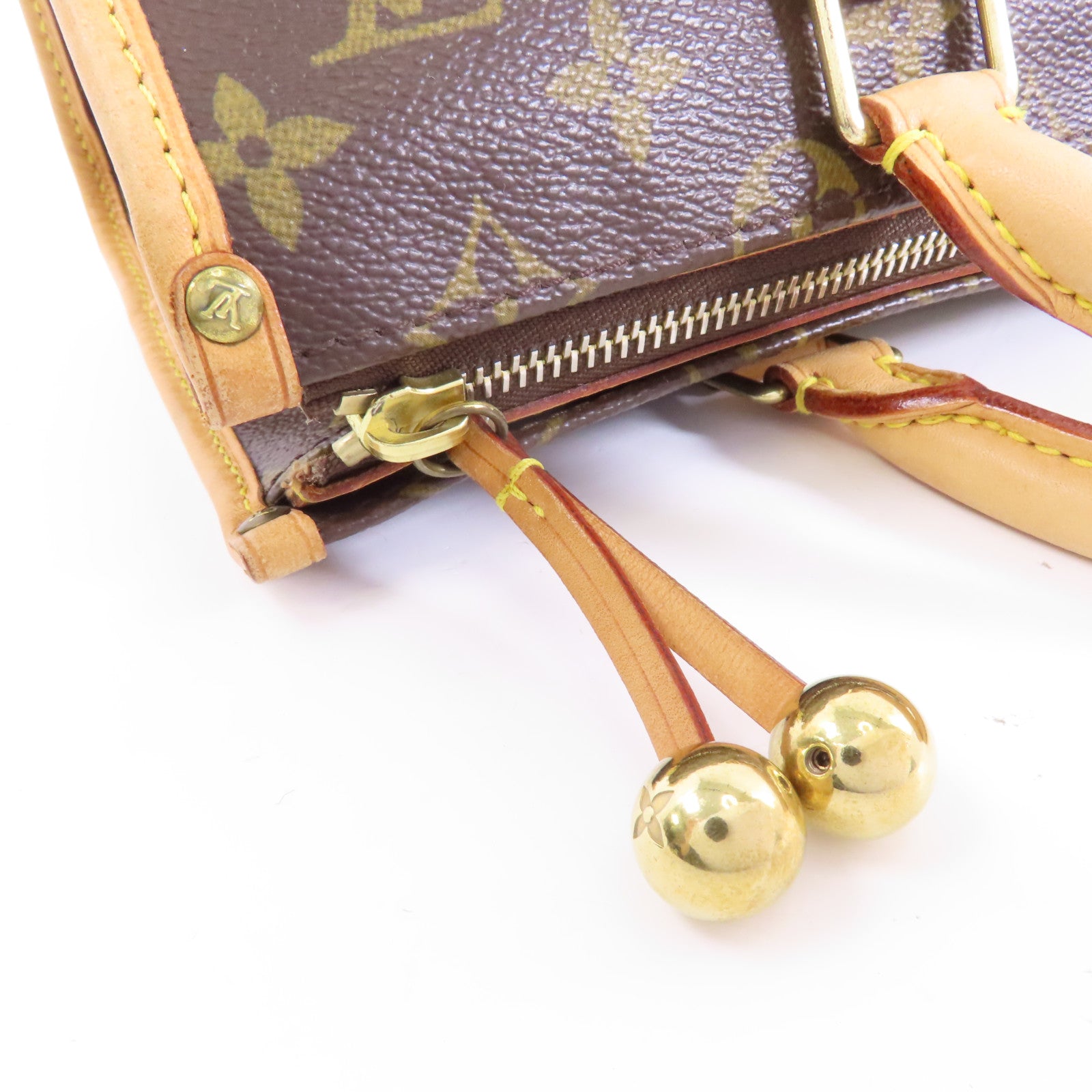 LOUIS VUITTON Monogram Popincourt金扣手挽袋棕色
