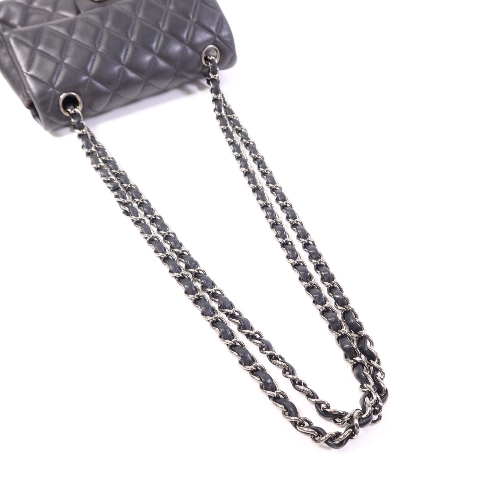 CHANEL 羊皮皮革Mini Classic 20銀扣鏈帶肩背袋