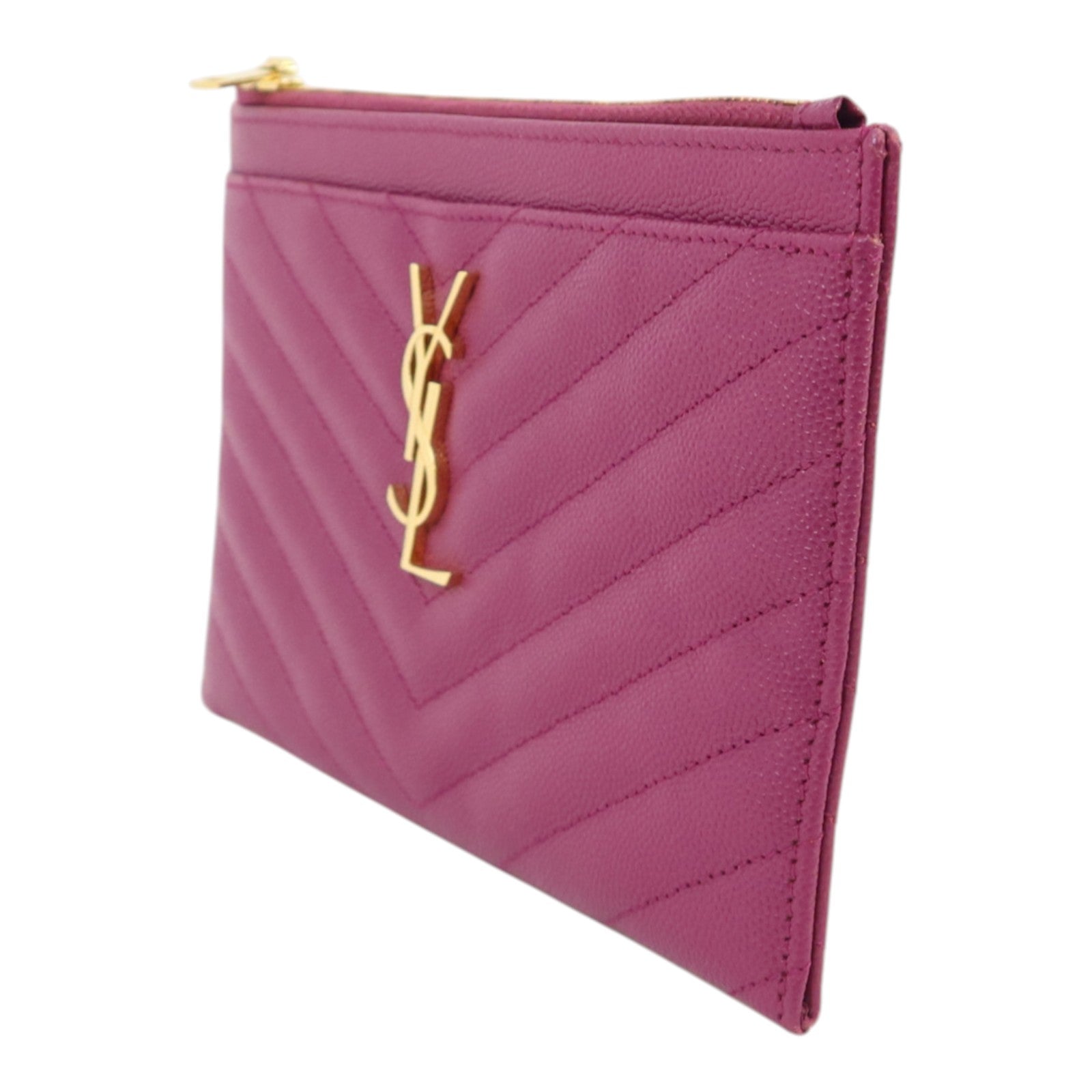 SAINT LAURENT 牛皮皮革Pouch金扣手拿包