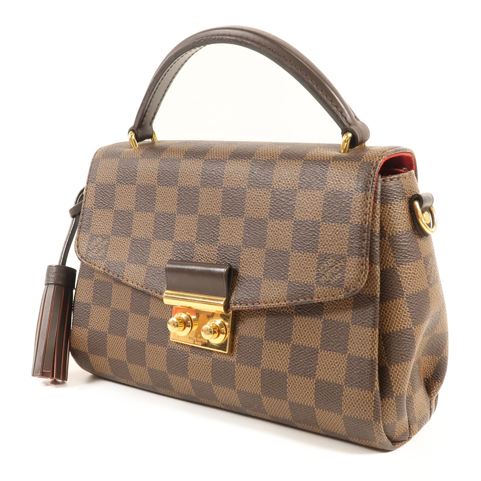 LOUIS VUITTON Damier Croisette金扣手挽肩背兩用袋