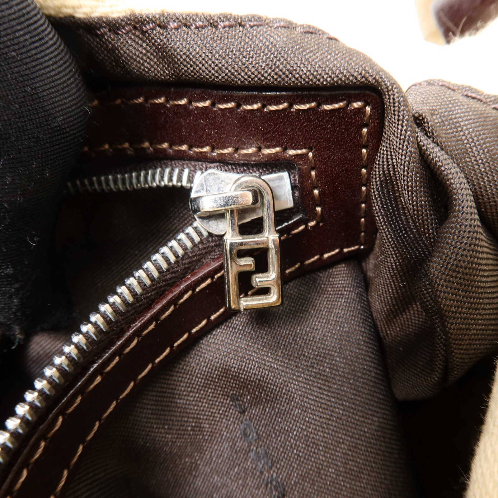 FENDI 帆布/牛皮皮革Zucca Double Flap Mamma肩背袋