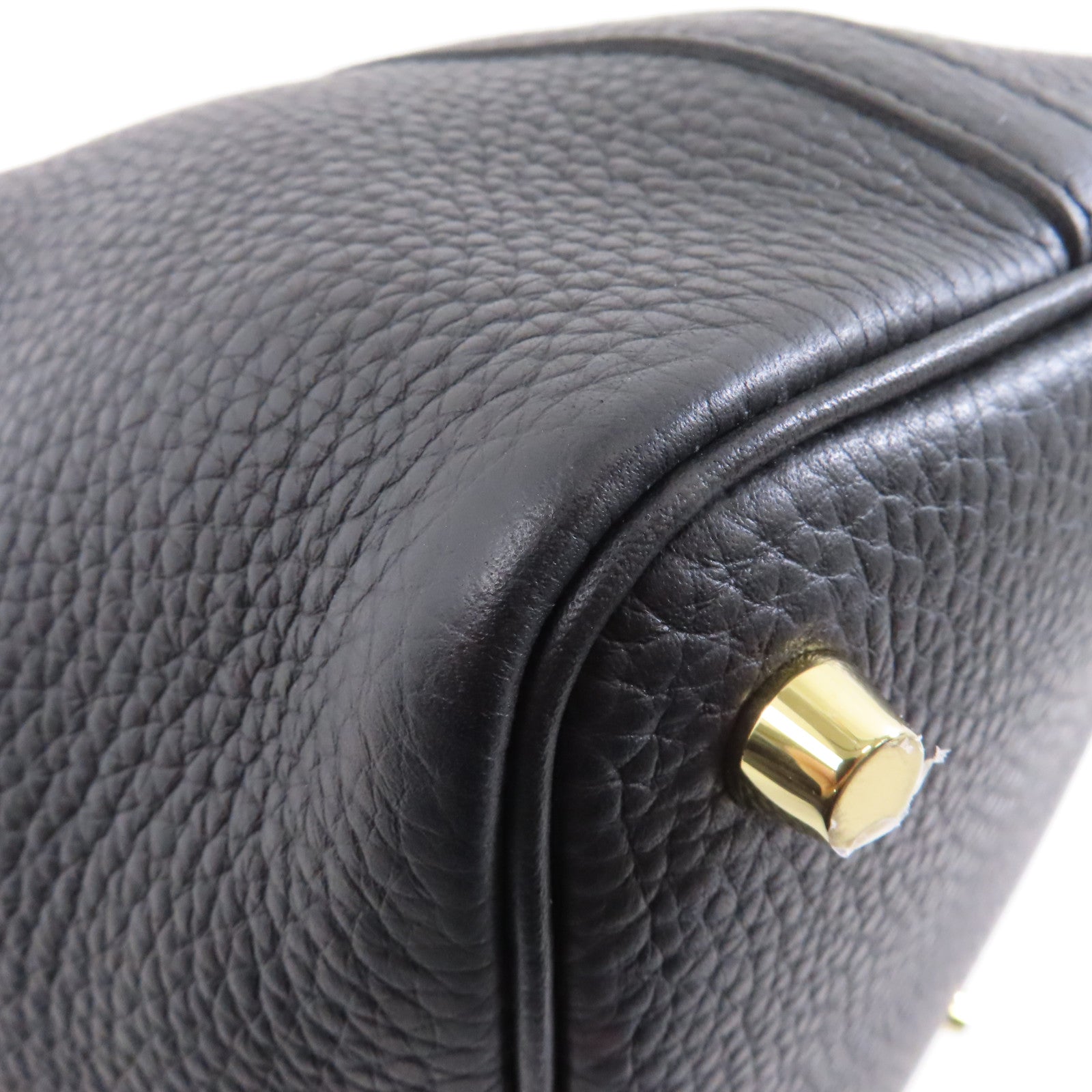 HERMES Clemence皮革Picotin Lock 18金扣手挽袋Noir/黑色